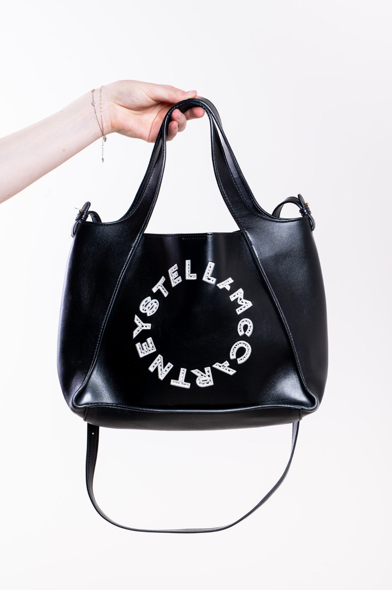 Black Logo Shopping Tote