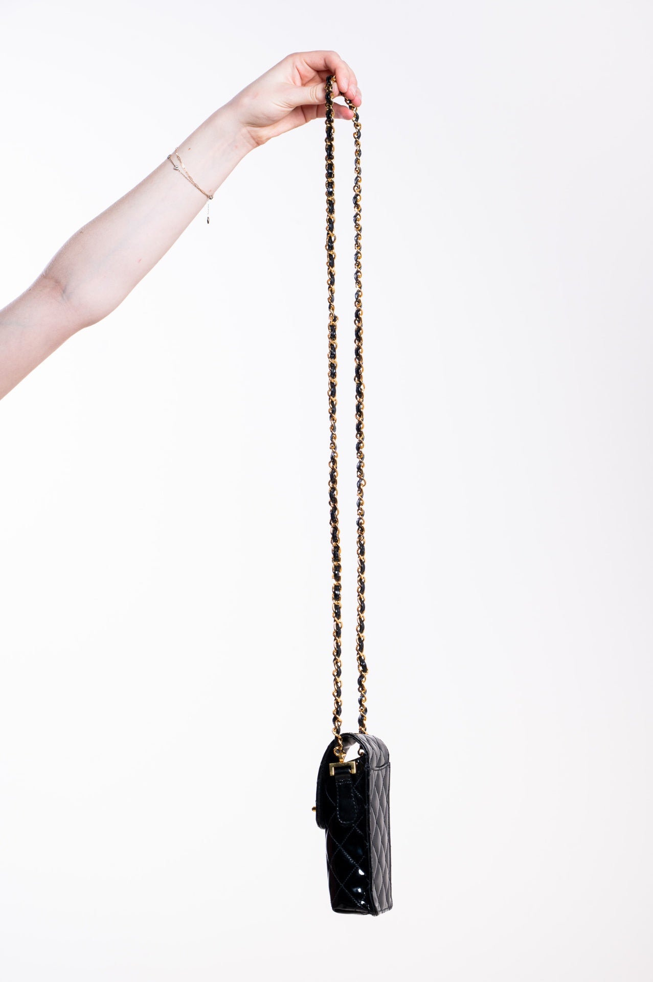 Black Patent Leather Phone Holder