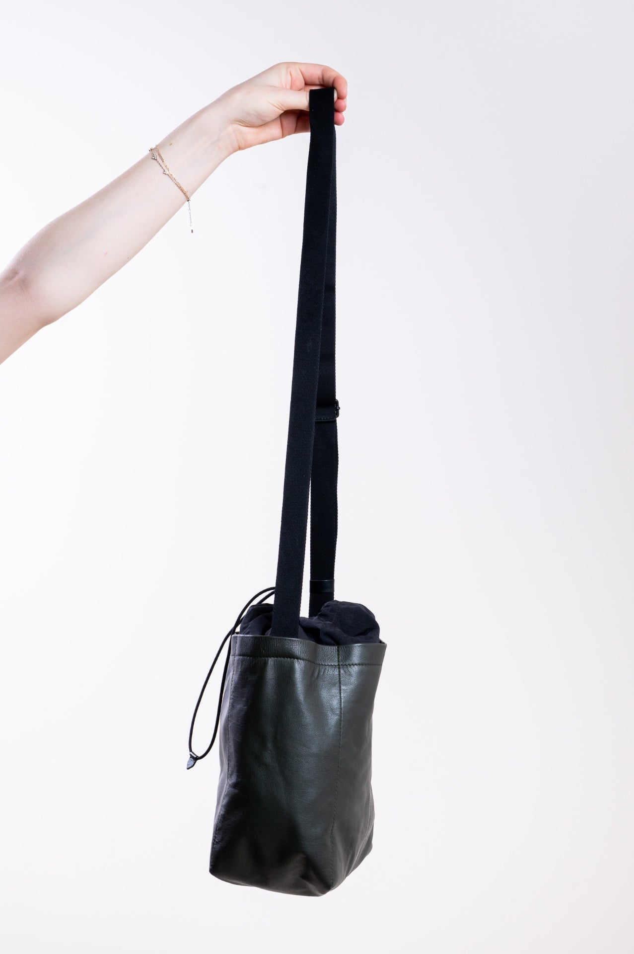 Olive Green Small Nylon Bucket Crossbody Bag