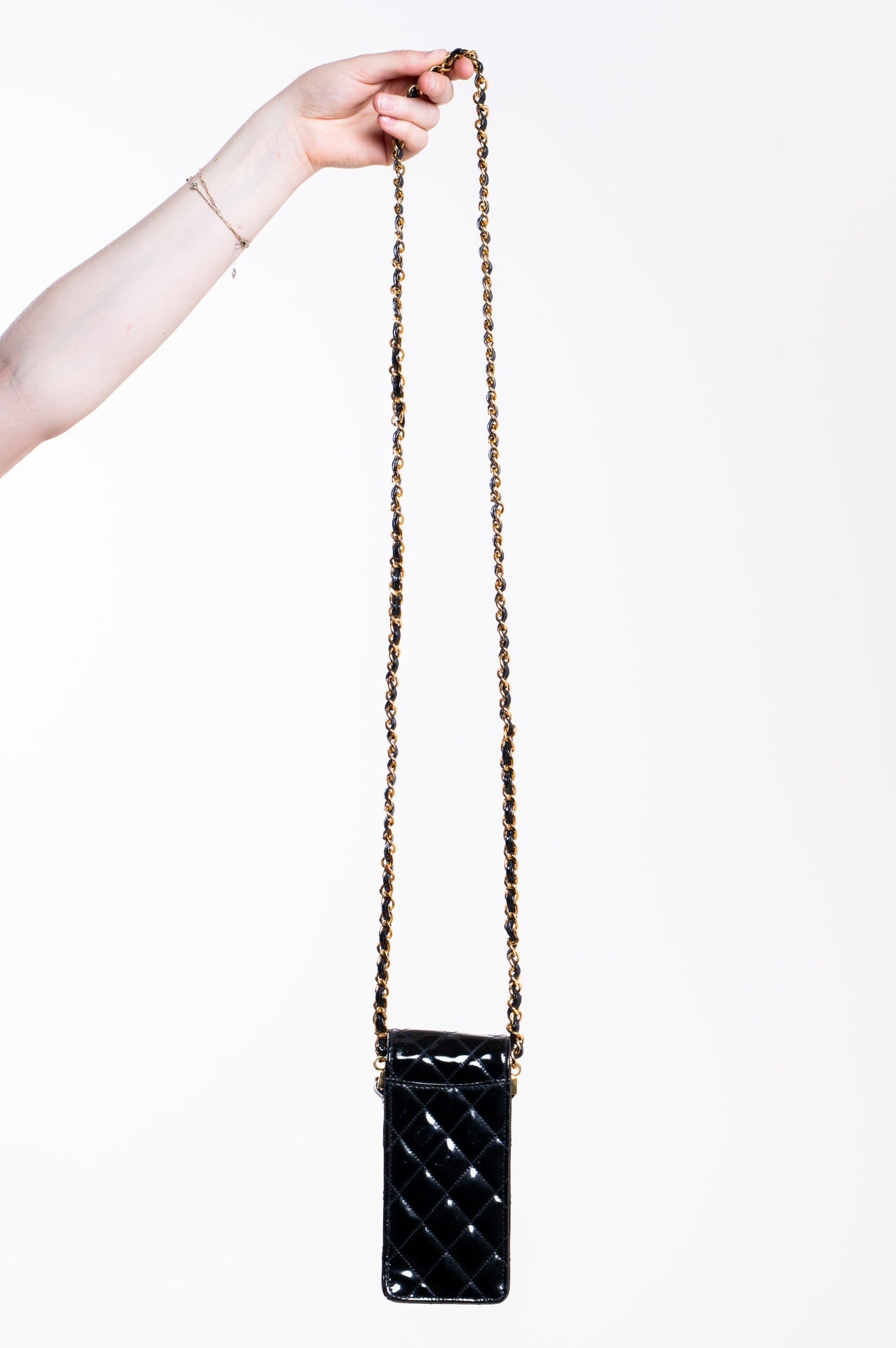 Black Patent Leather Phone Holder
