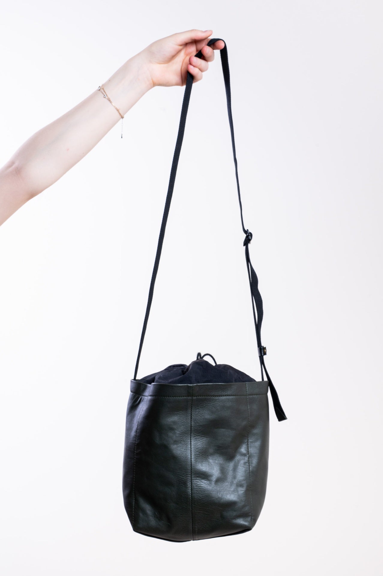 Olive Green Small Nylon Bucket Crossbody Bag