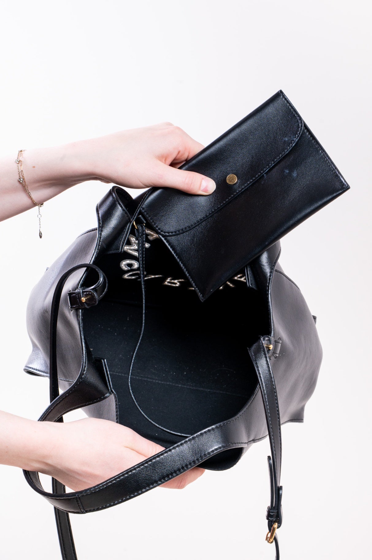 Black Logo Shopping Tote
