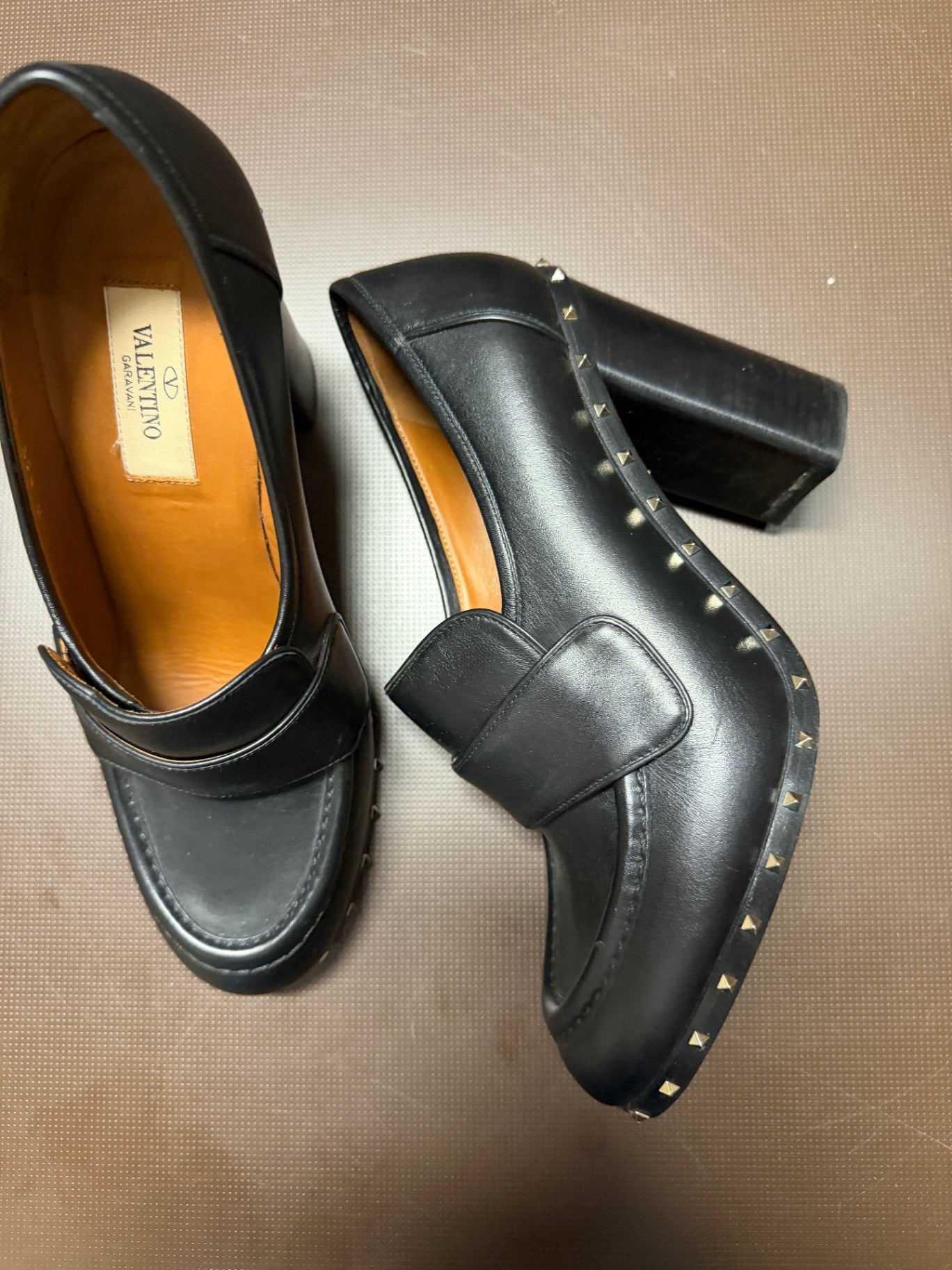 Black Rockstud High Heel Loafer