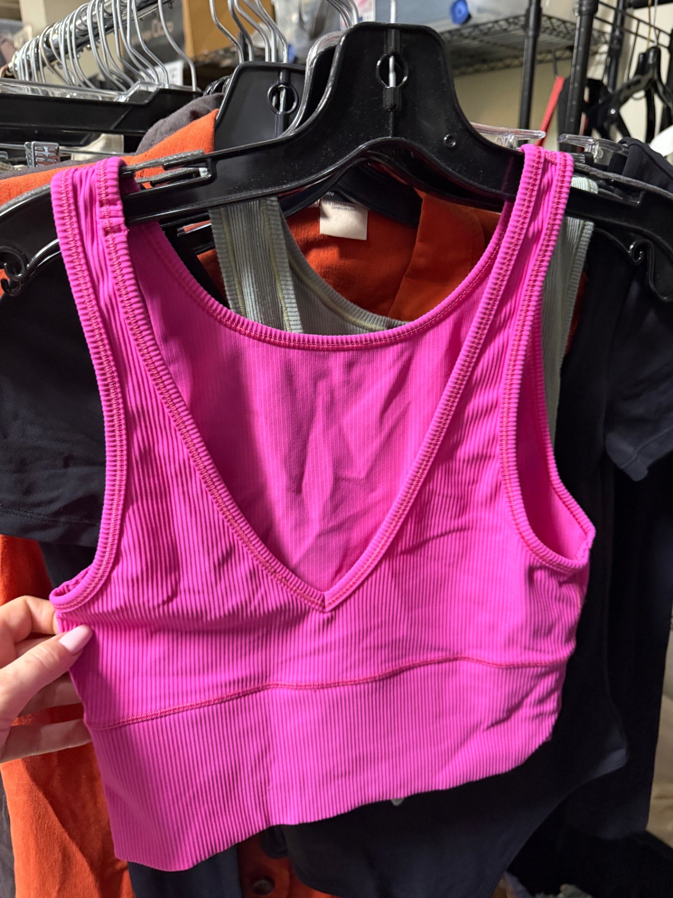 Pink RibbedSports Bra