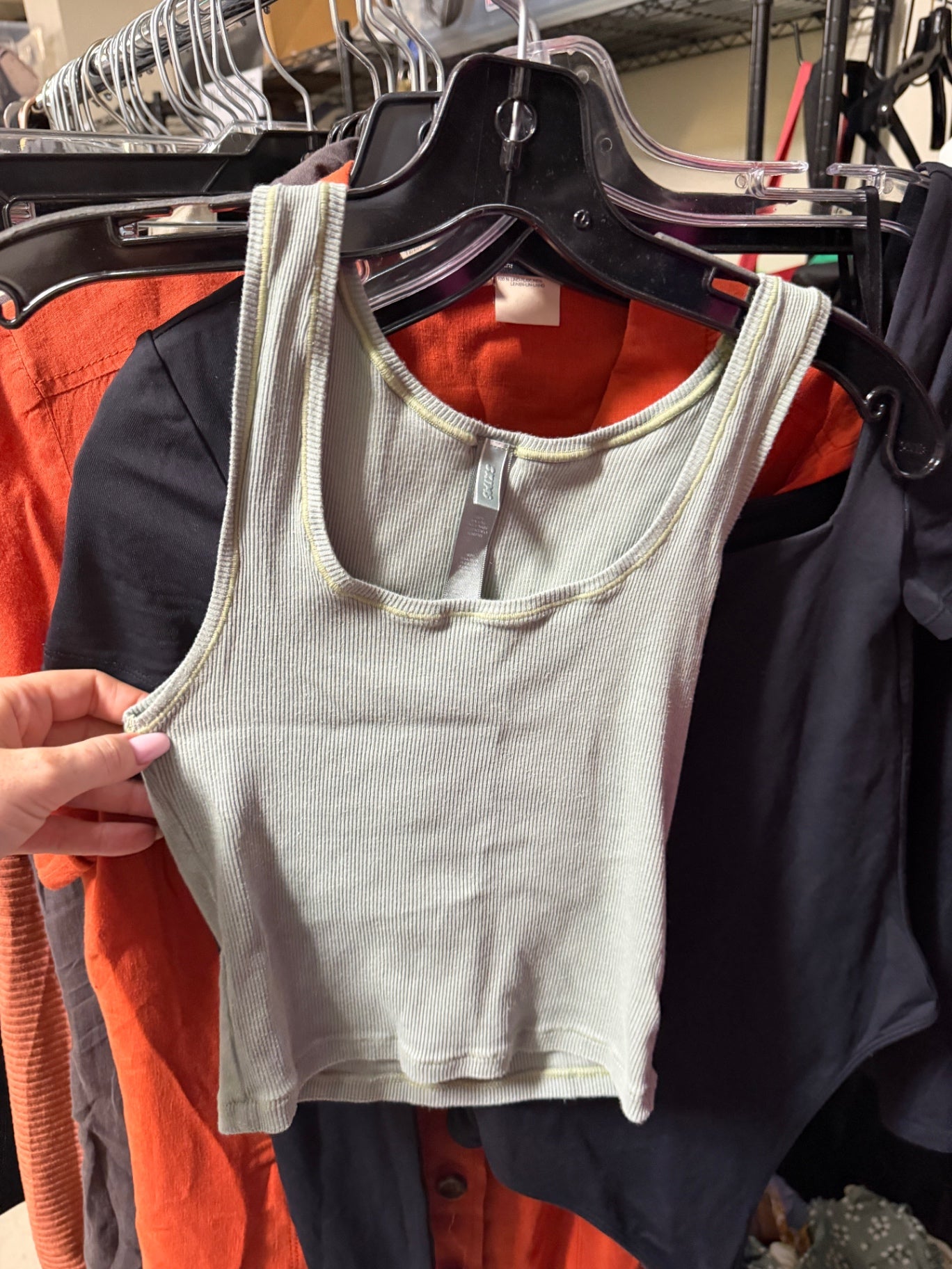 Light Green Ribbed Tank TOp
