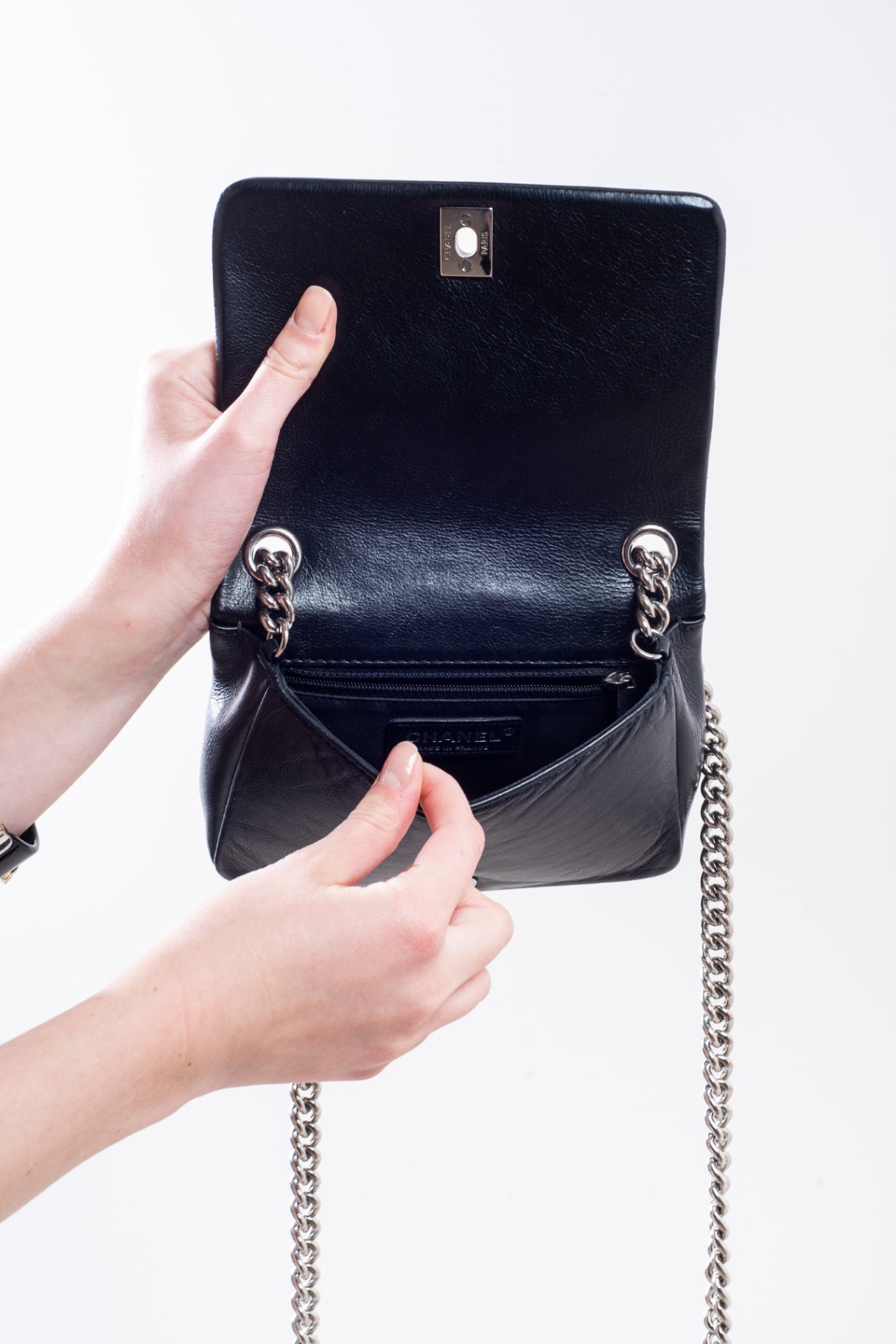 Black Braided Leather Bag w/ SHW