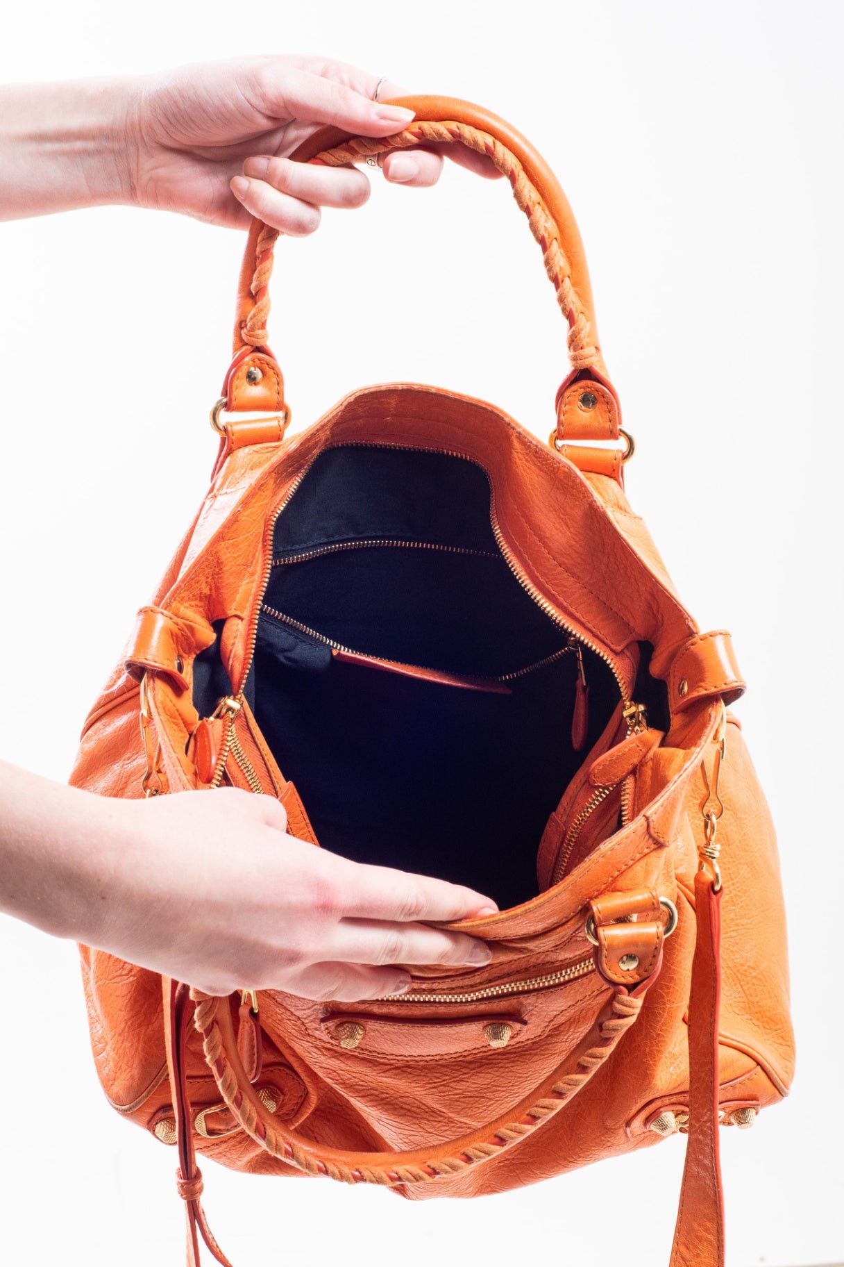 Orange Leather Velo Motocross Bag