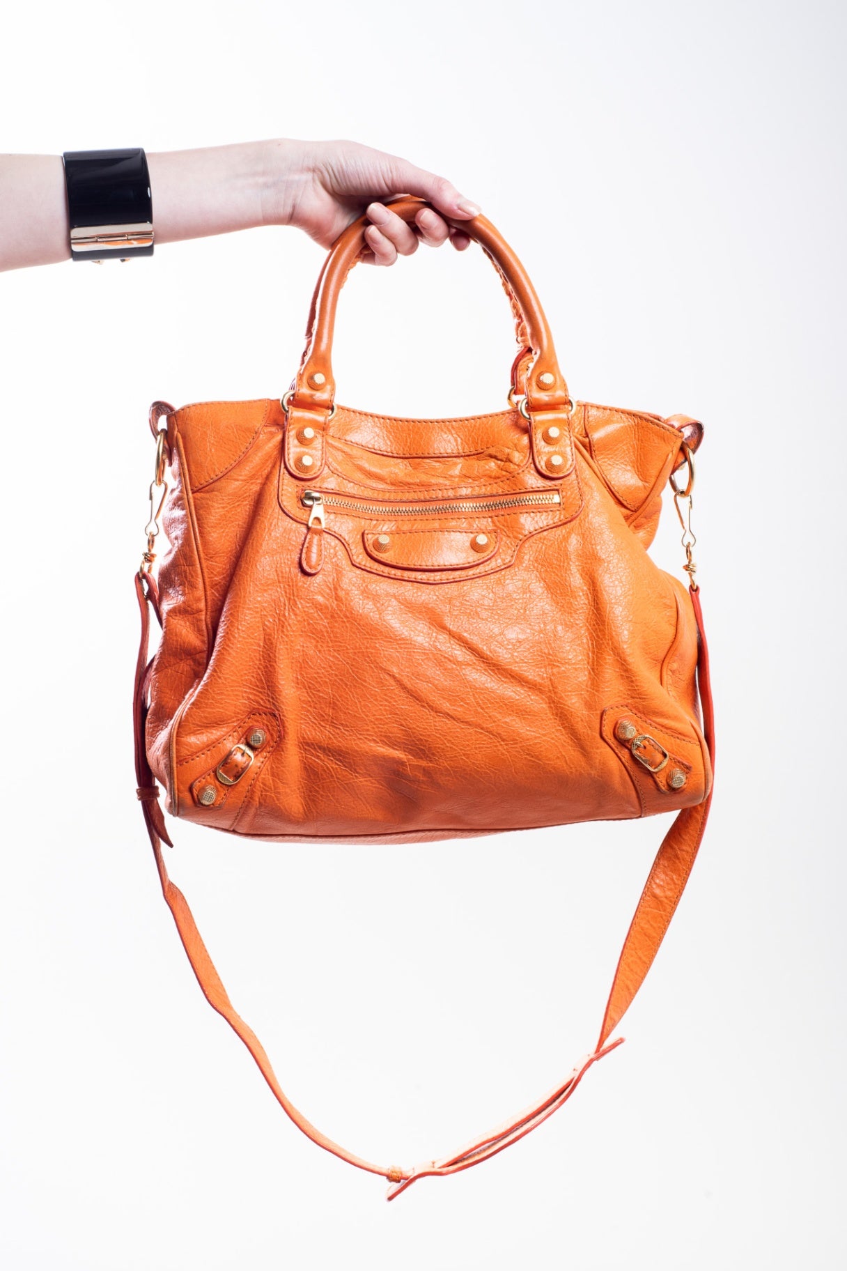 Orange Leather Velo Motocross Bag