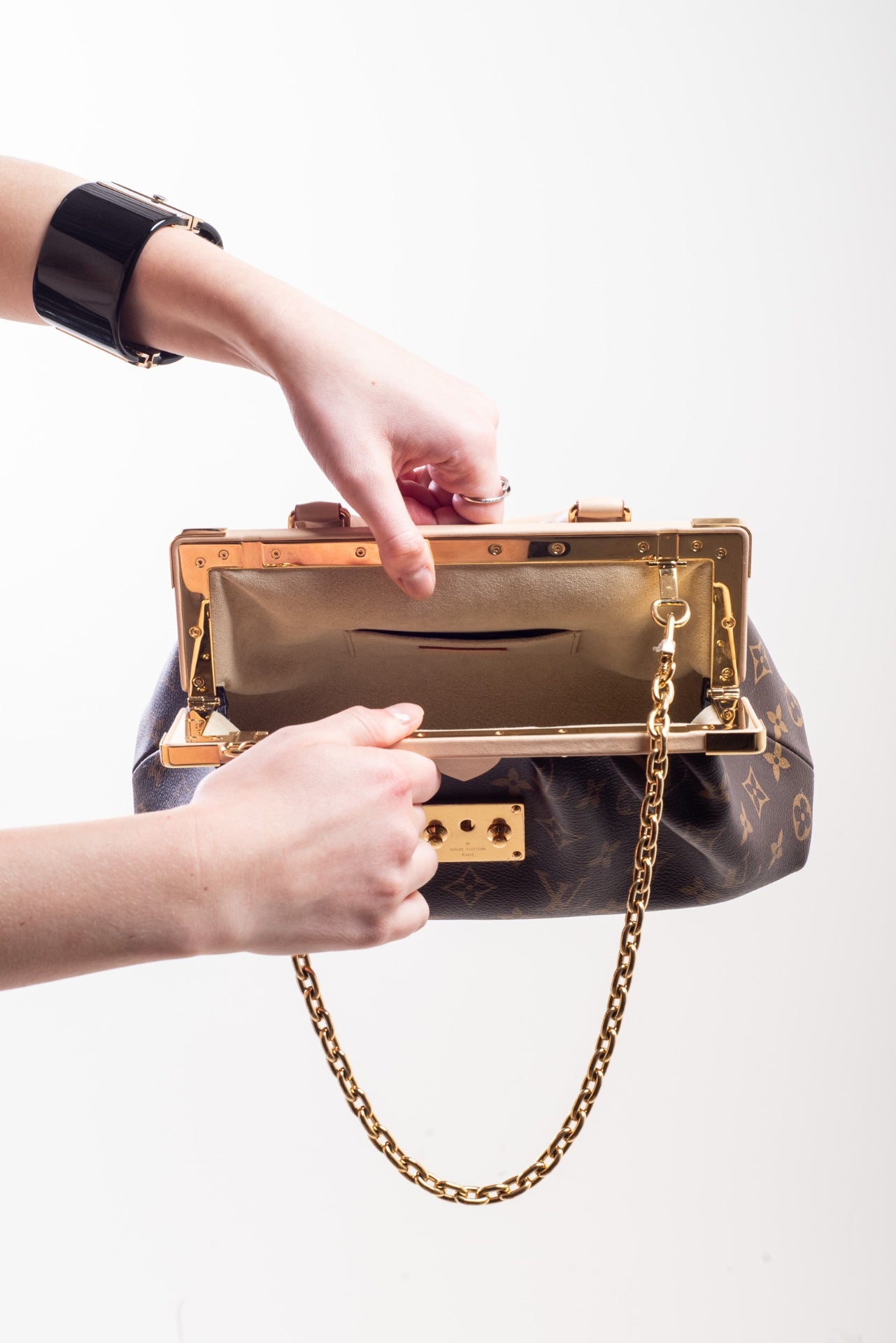 Brown Monogram Clutch with Chain