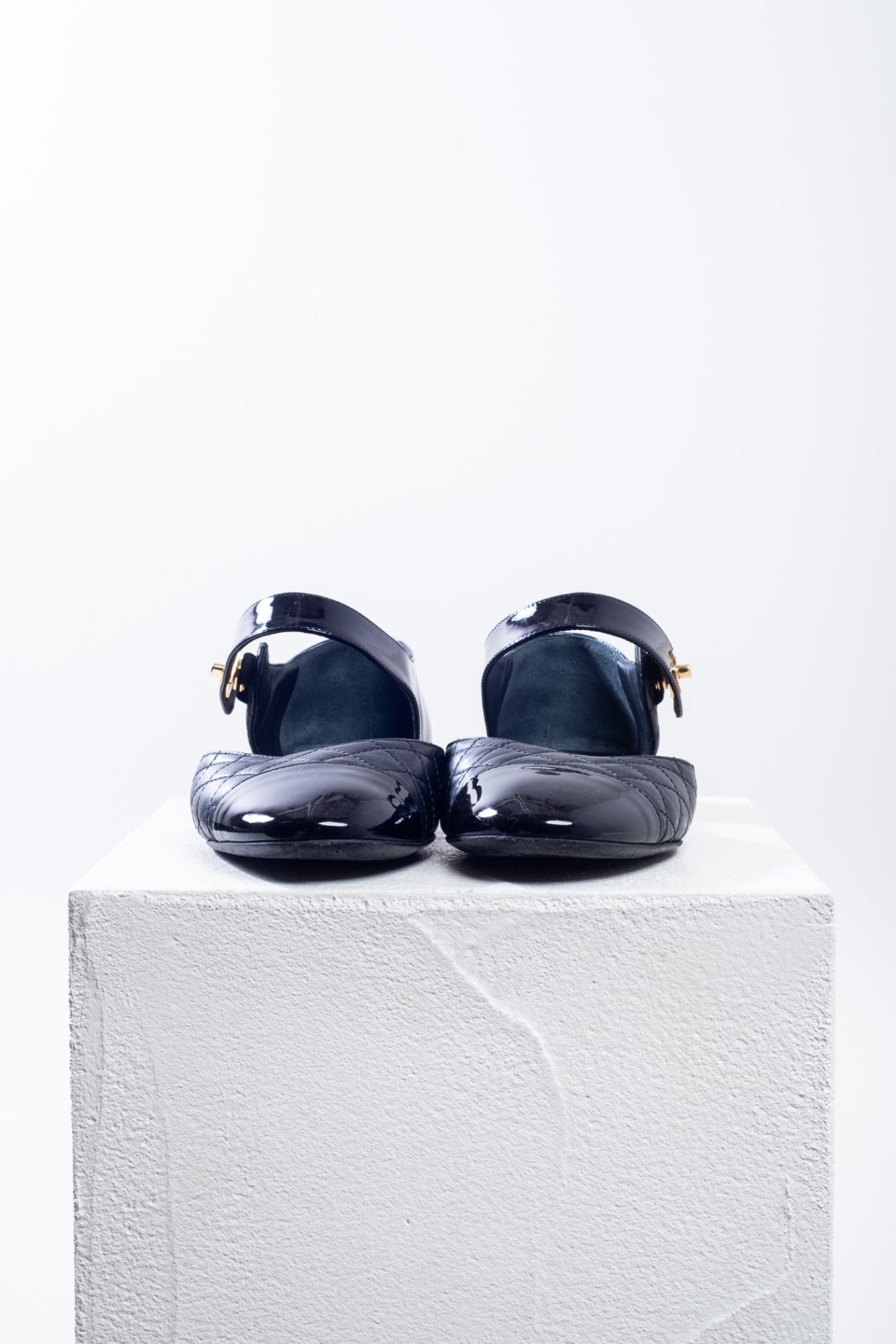 Black Patent Leather & Lambskin Mary-Jane Ballet Flat