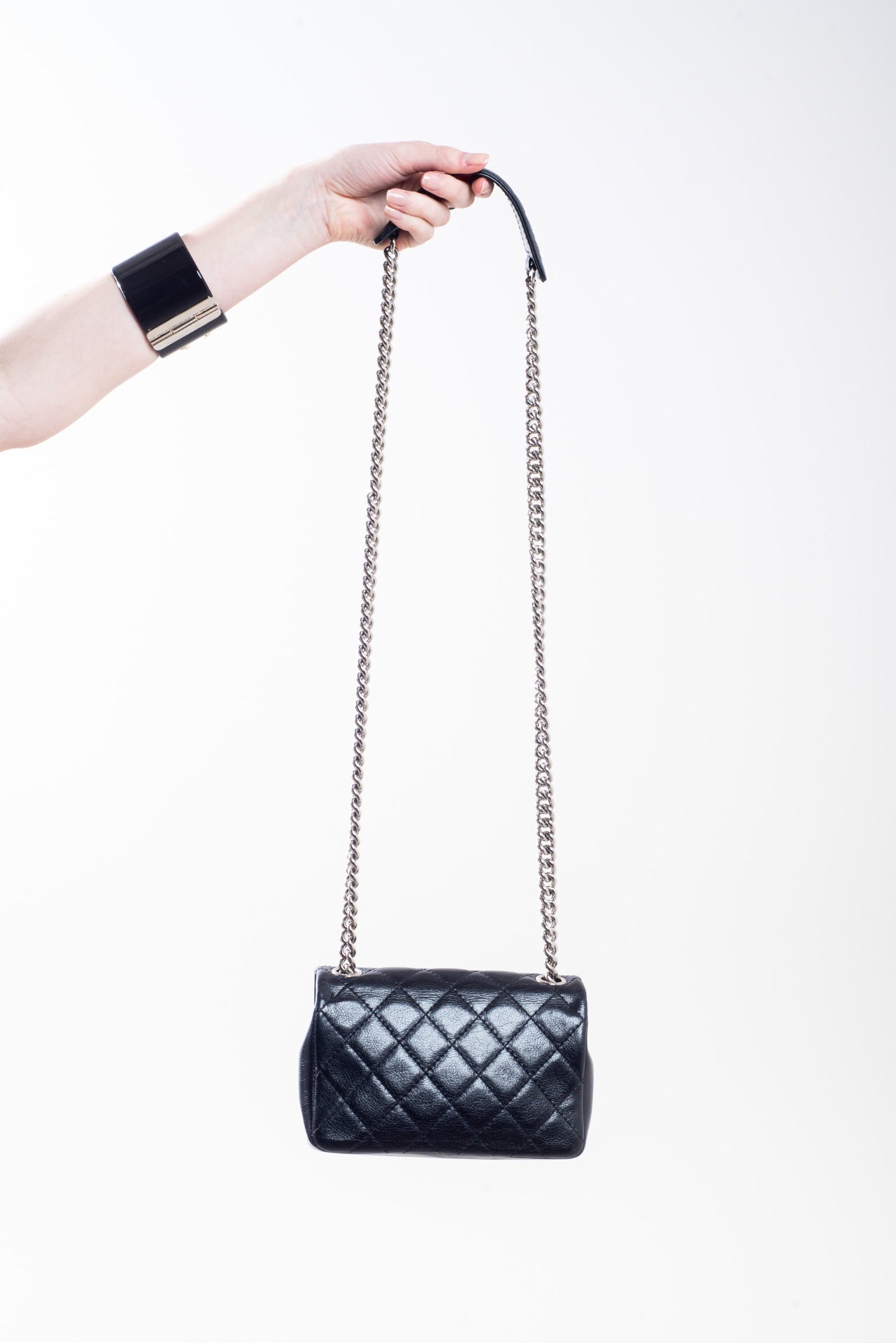 Black Braided Leather Bag w/ SHW