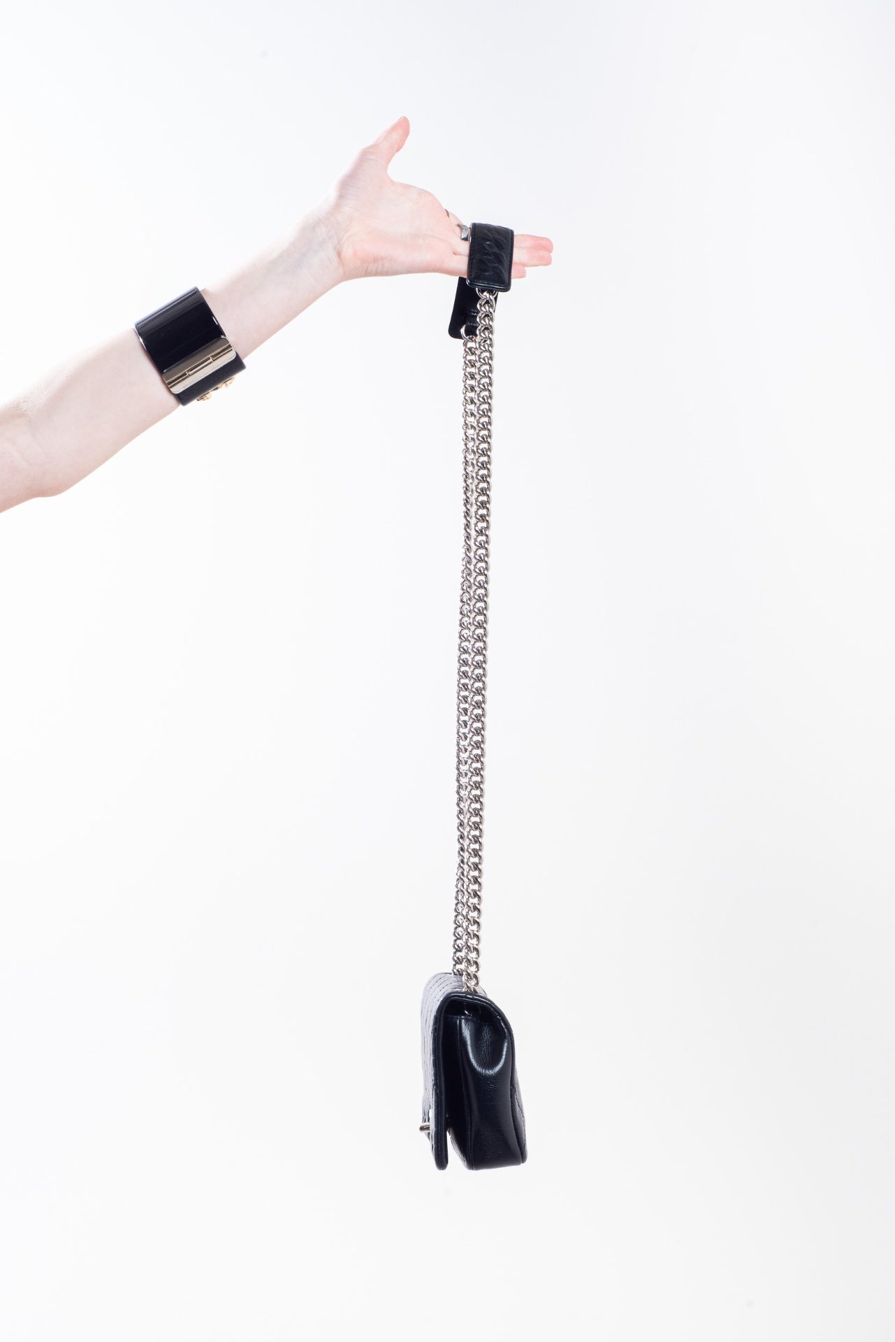 Black Braided Leather Bag w/ SHW