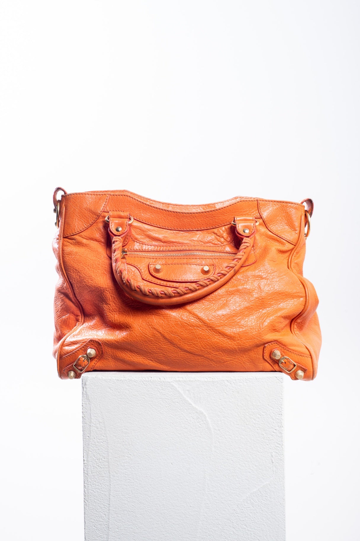Orange Leather Velo Motocross Bag