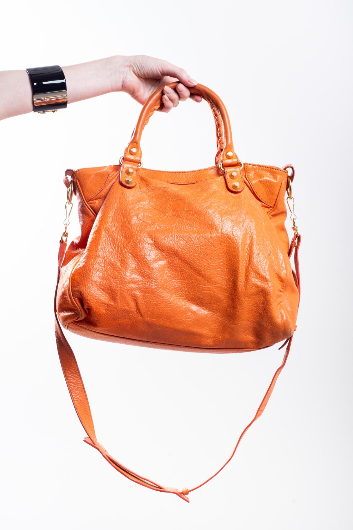 Orange Leather Velo Motocross Bag