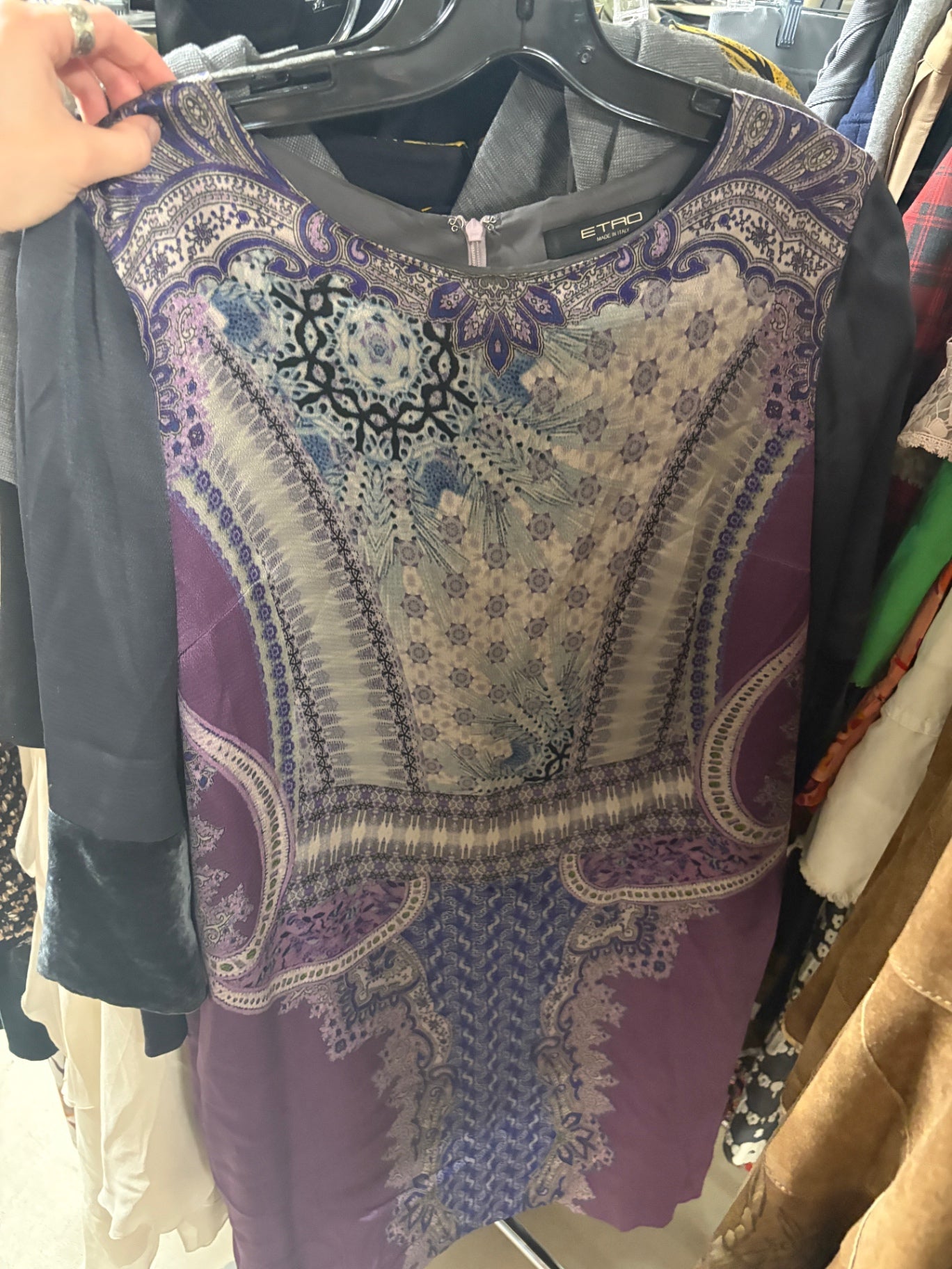 Purple and Blue Paisley Midi Dress
