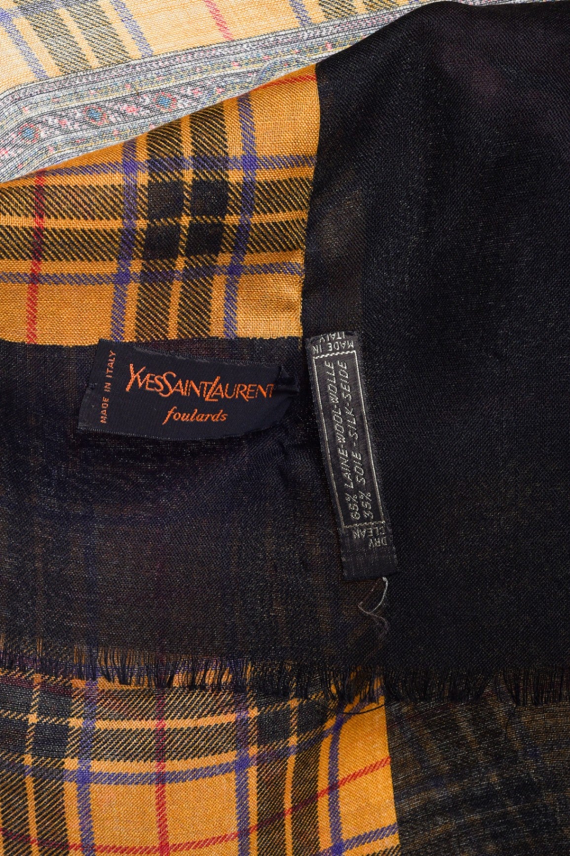 Yellow Paisley Plaid Logo Scarf