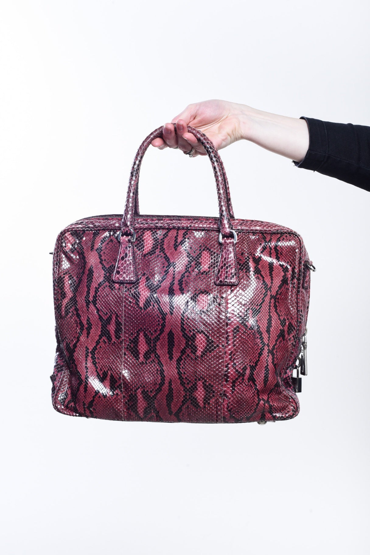 Burgundy/Red Python Plaque Handbag