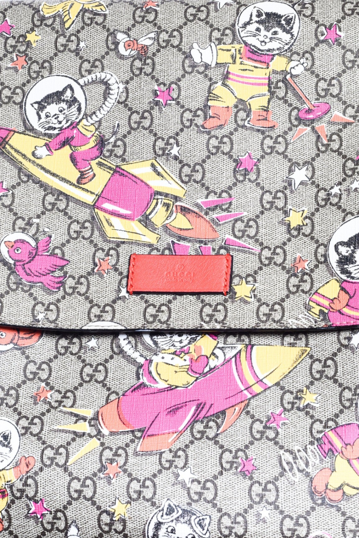 GG Supreme Monogram Space Cats Diaper Bag