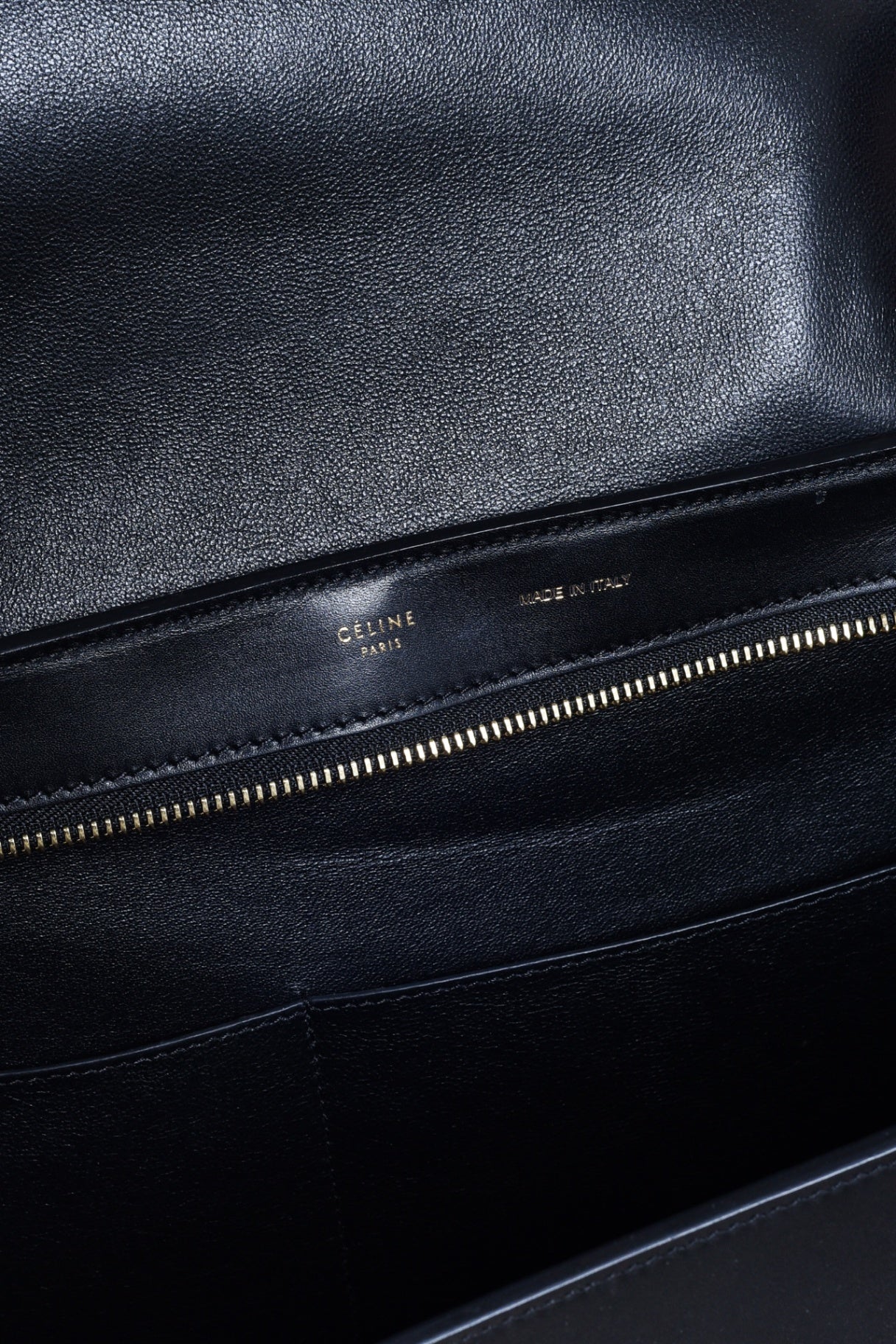 Blue Smooth Leather Trapeze Bag