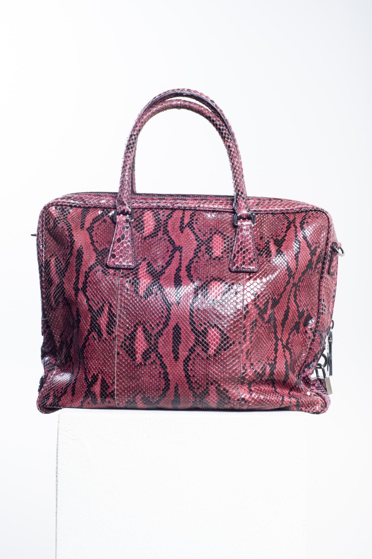 Burgundy/Red Python Plaque Handbag