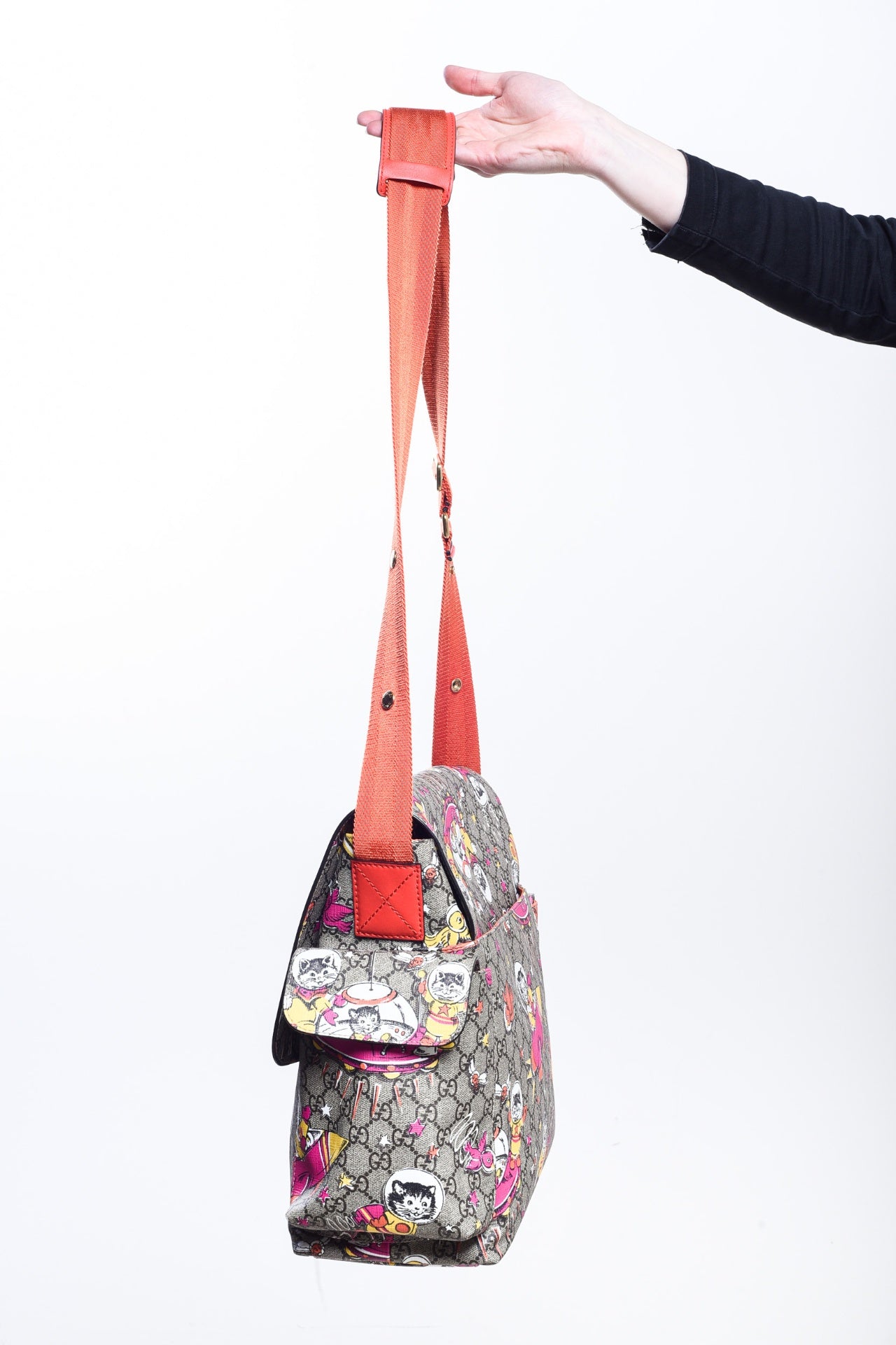 GG Supreme Monogram Space Cats Diaper Bag