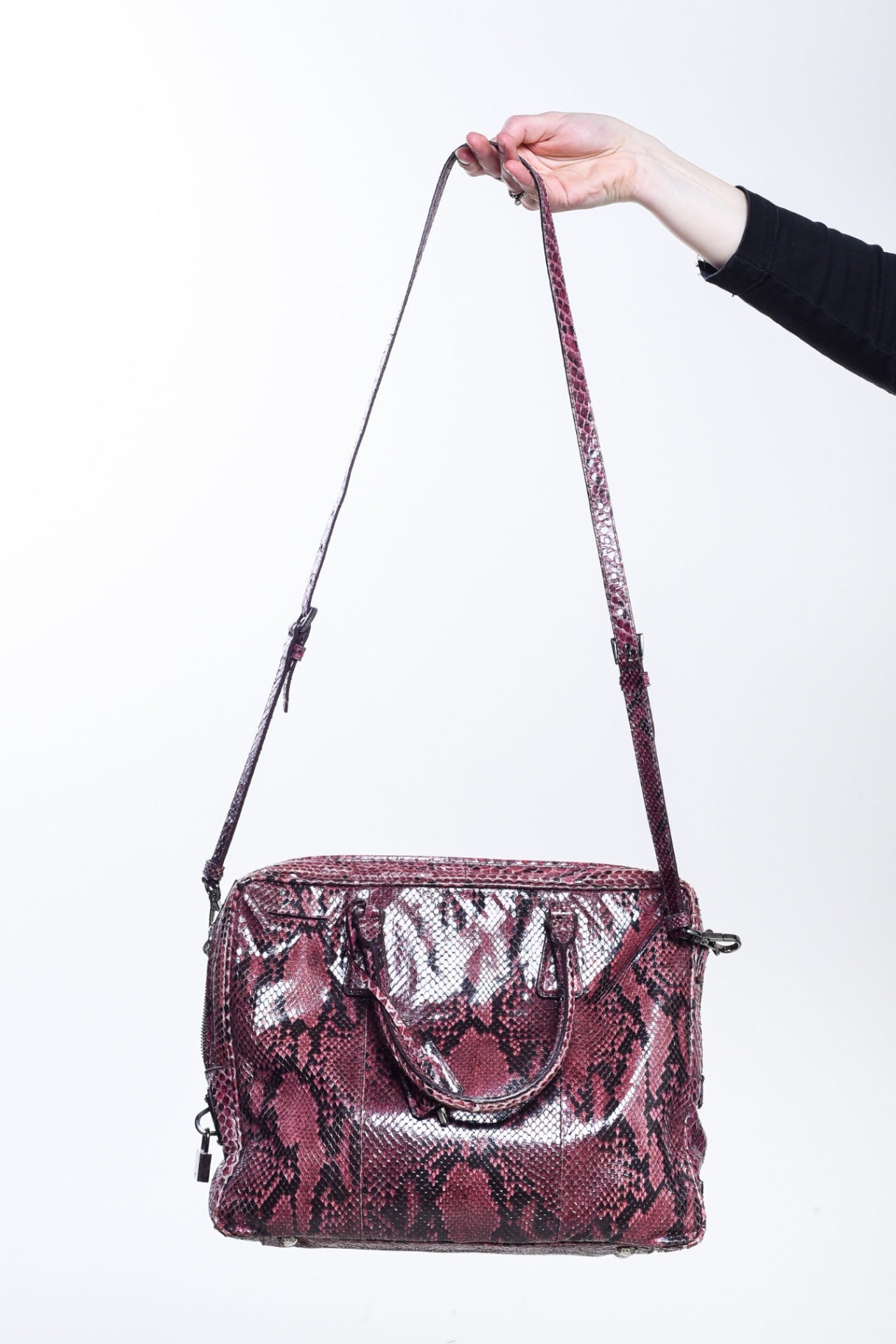 Burgundy/Red Python Plaque Handbag
