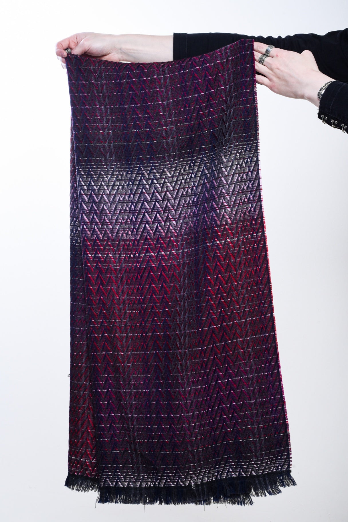 Multicolor Magenta Chevron Wool Scarf