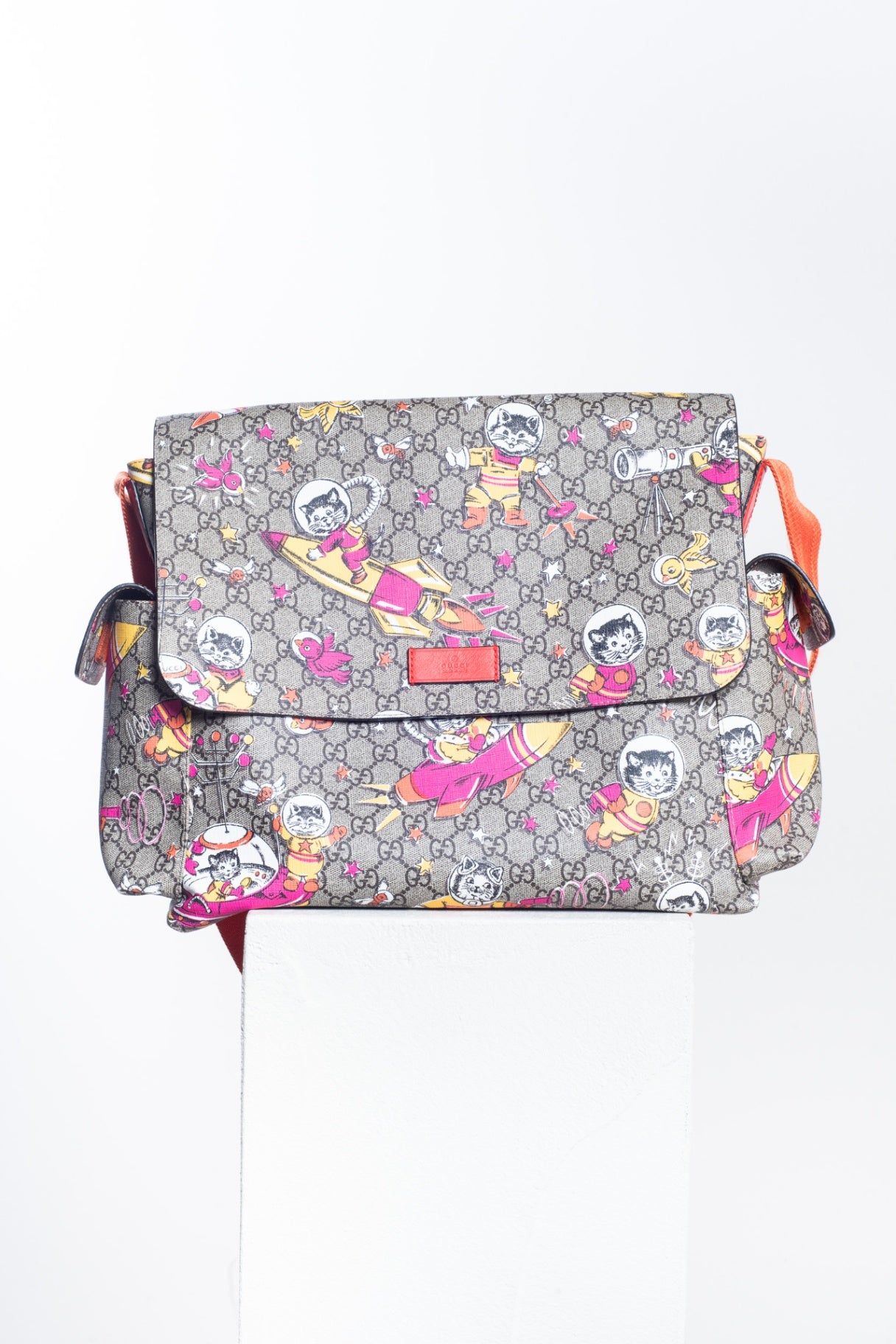 GG Supreme Monogram Space Cats Diaper Bag