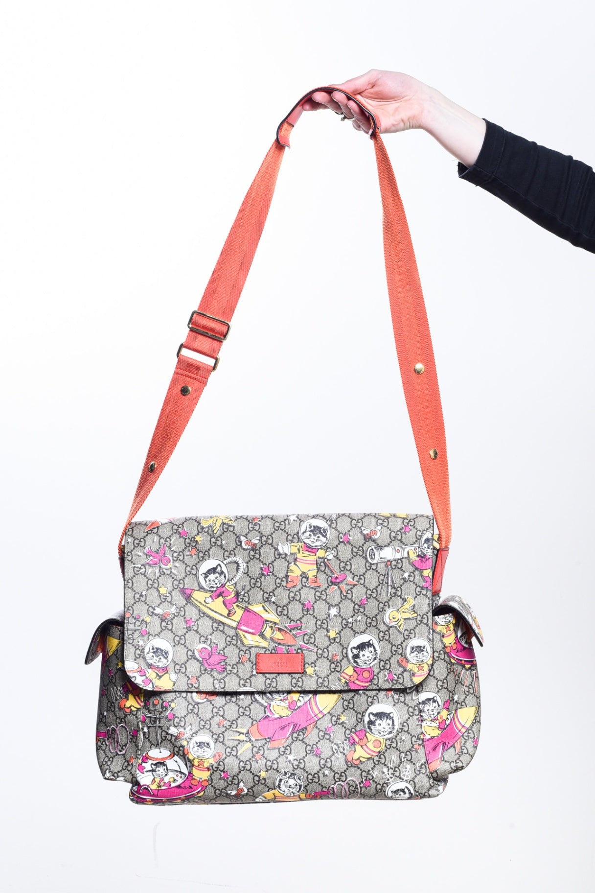 GG Supreme Monogram Space Cats Diaper Bag