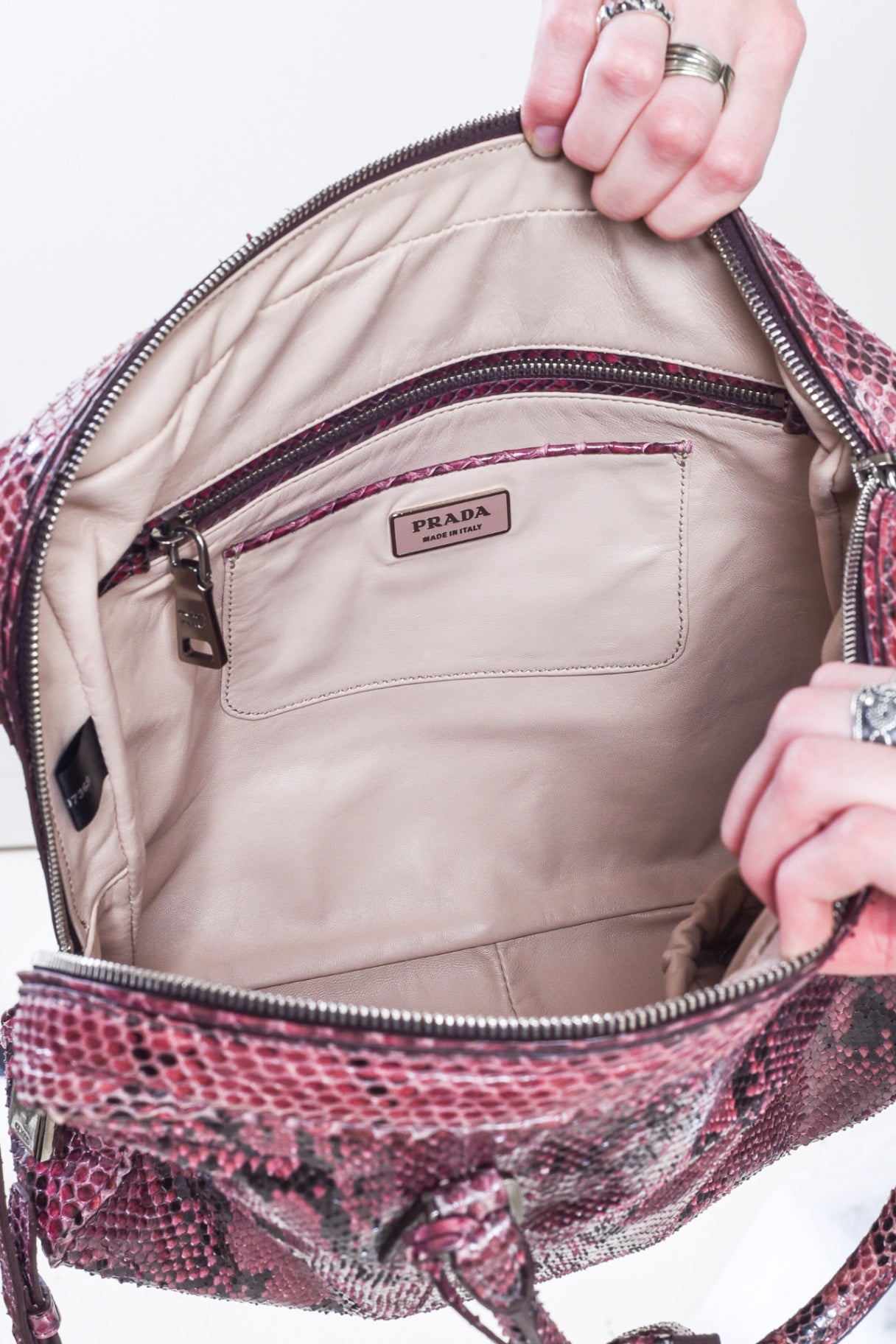 Burgundy/Red Python Plaque Handbag