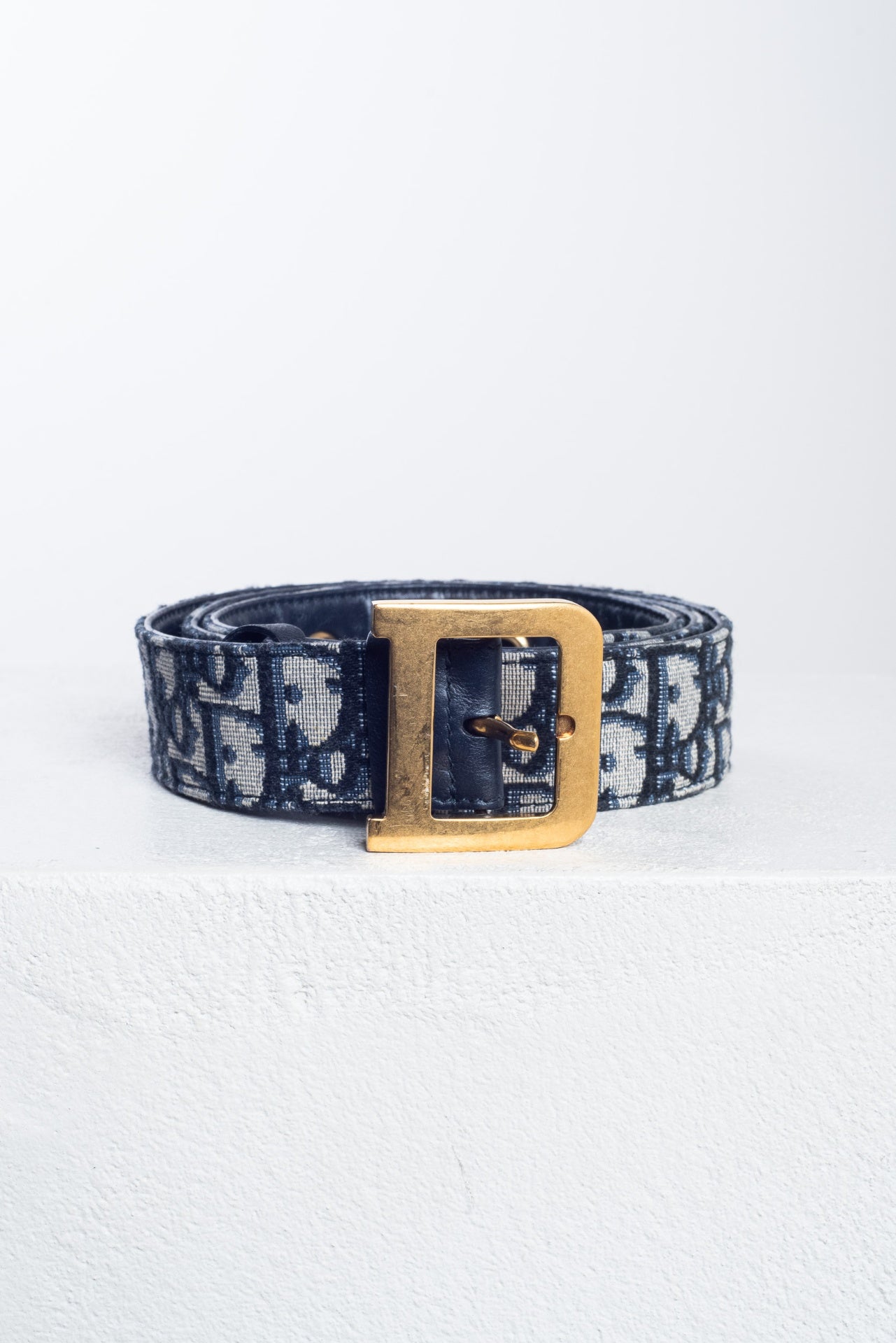 Navy Oblique CD Gold Belt