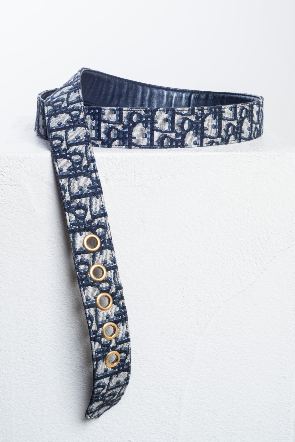 Navy Oblique CD Gold Belt