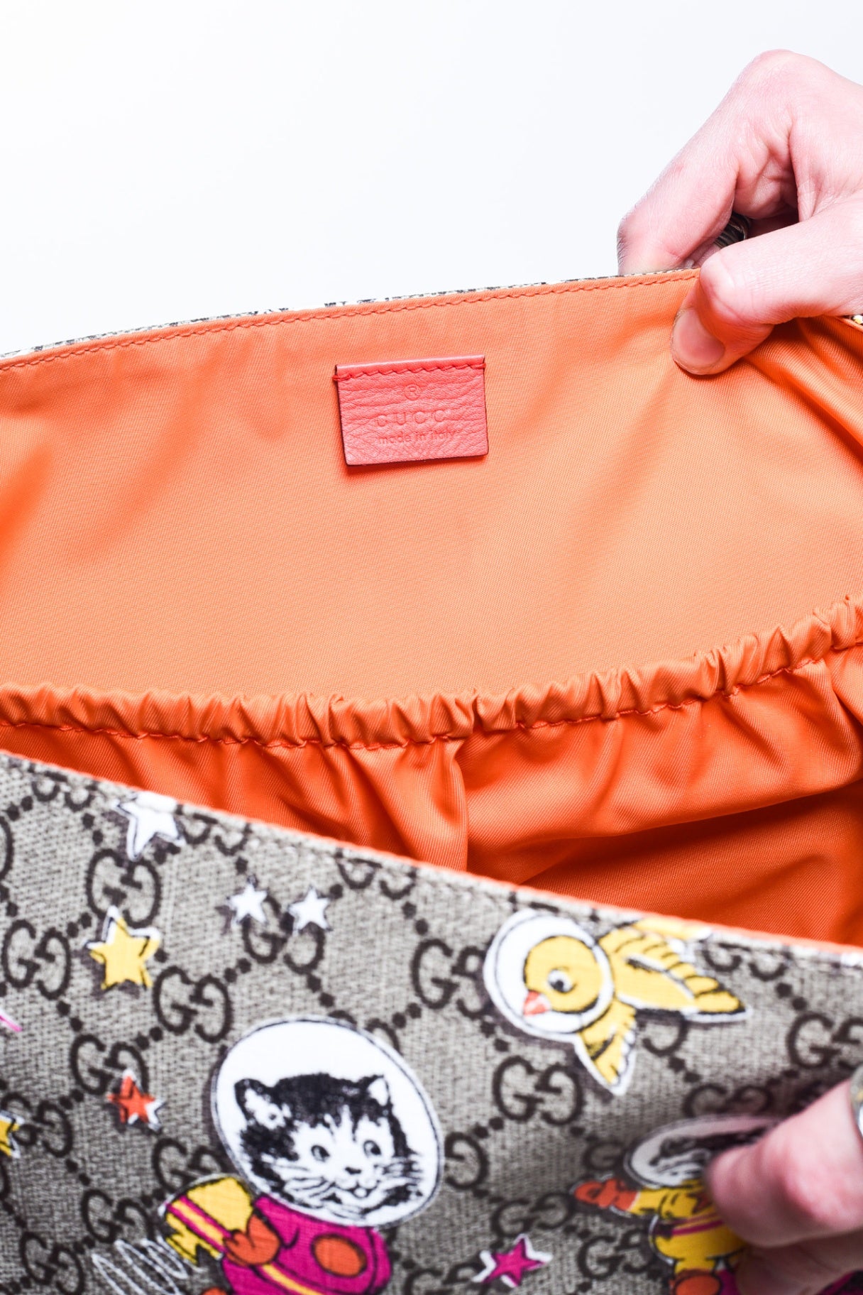 GG Supreme Monogram Space Cats Diaper Bag