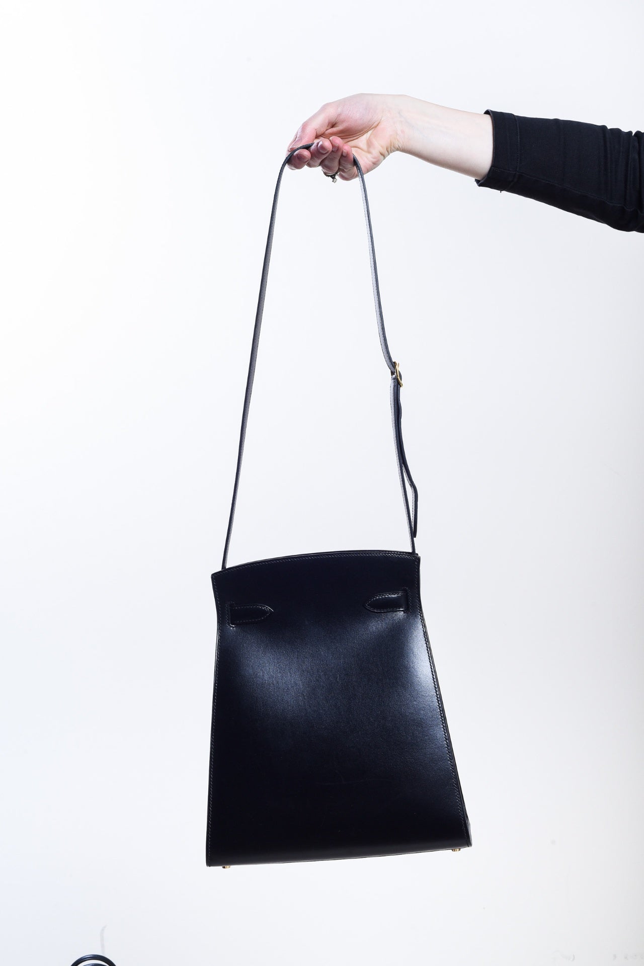 Vintage Noir Box Calf Kelly Sport MM Shoulder Bag