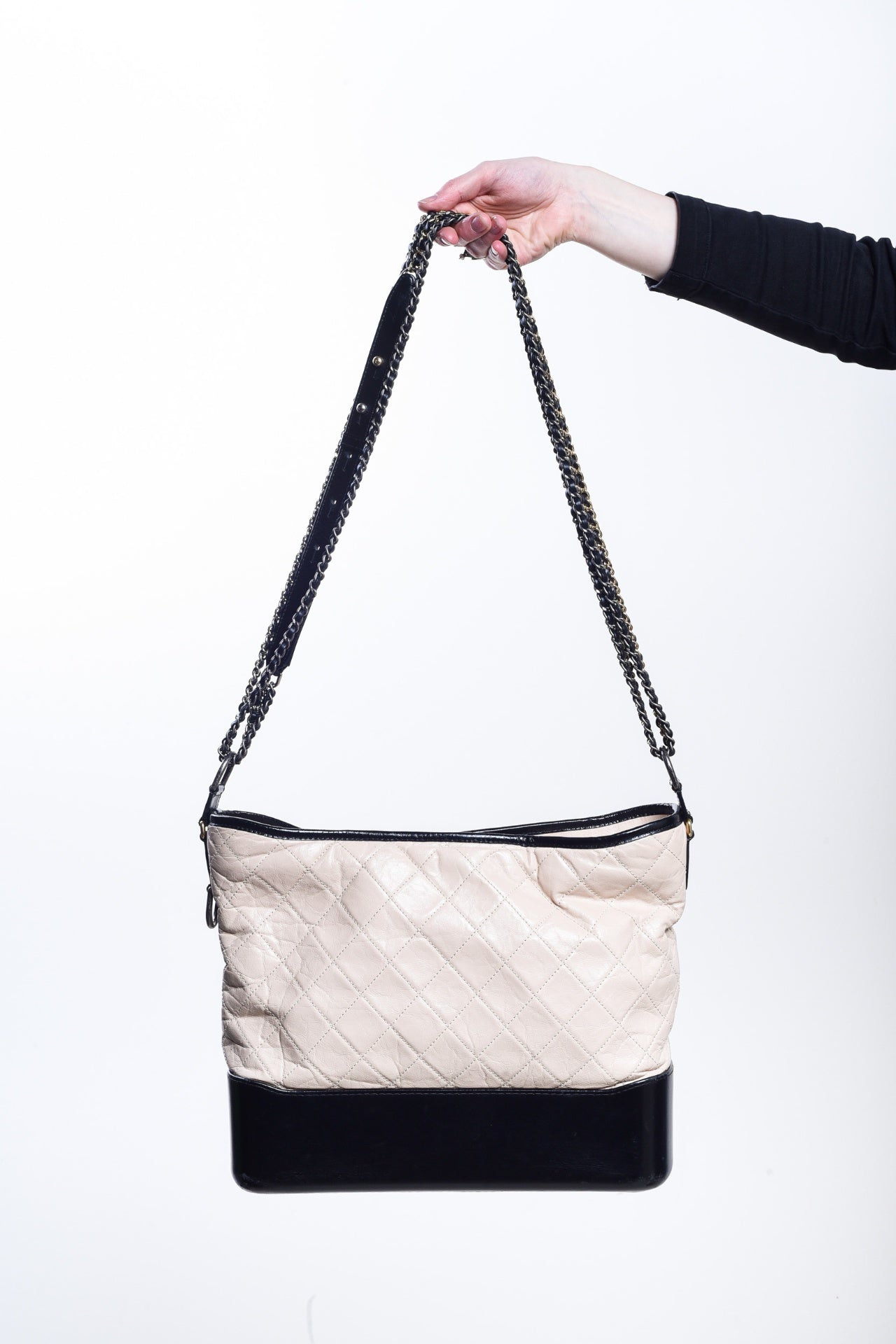 Beige & Black Large Gabrielle Shoulder Bag