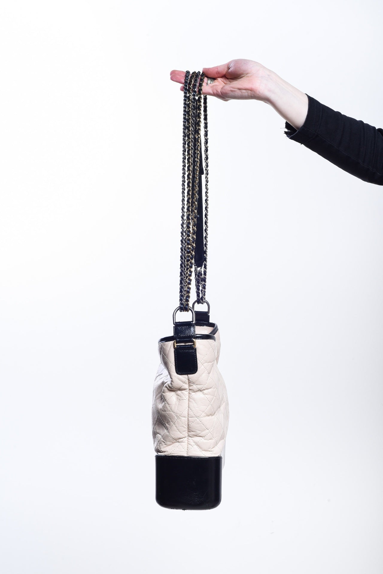 Beige & Black Large Gabrielle Shoulder Bag