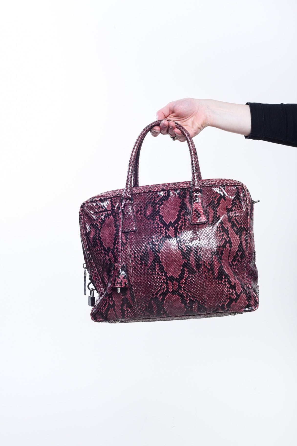 Burgundy/Red Python Plaque Handbag