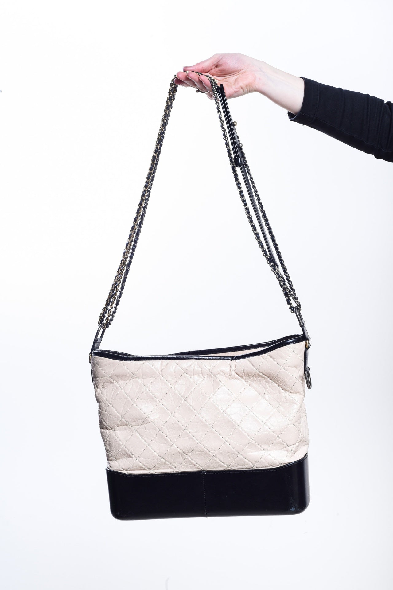Beige & Black Large Gabrielle Shoulder Bag