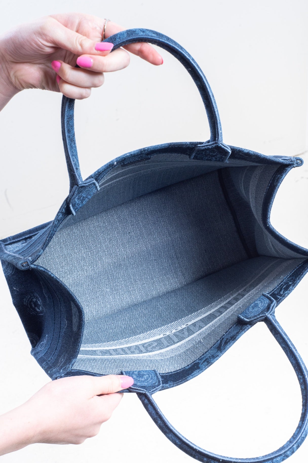 Denim Flowers Embroidered Medium Book Tote