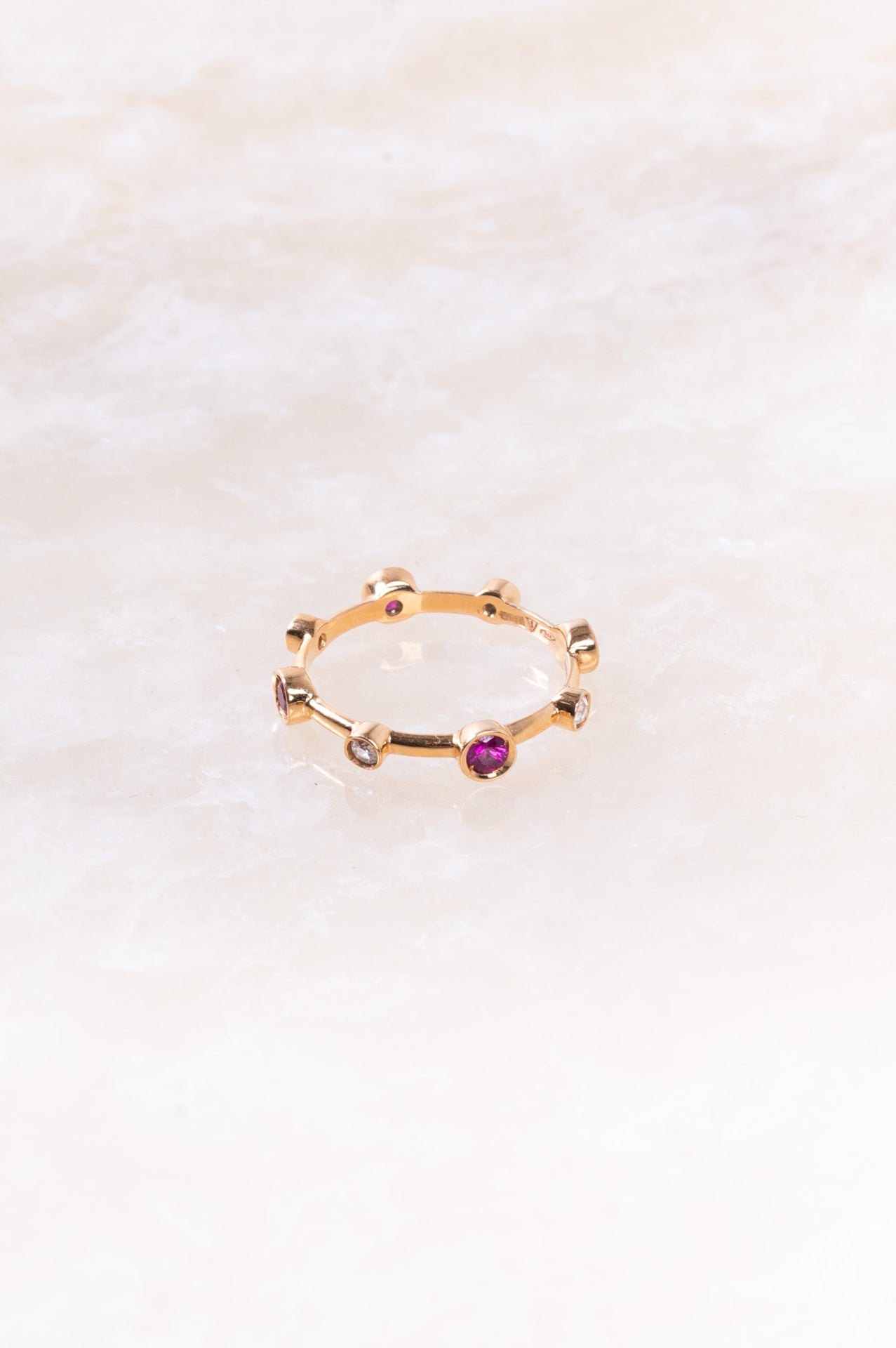 Rose Gold Ring w/ Diamonds and Rubies