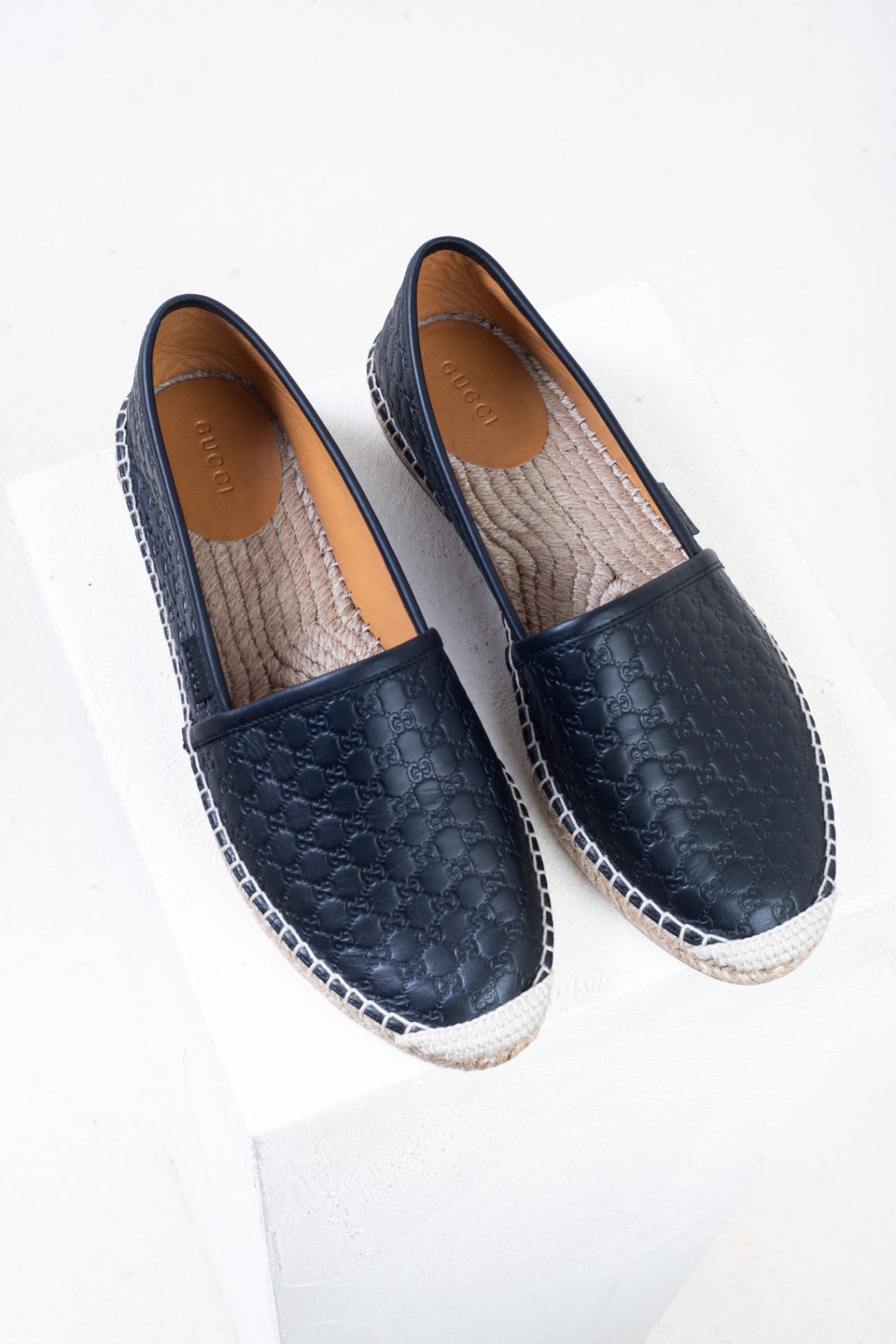 Black Microguccissima Leather Espadrilles