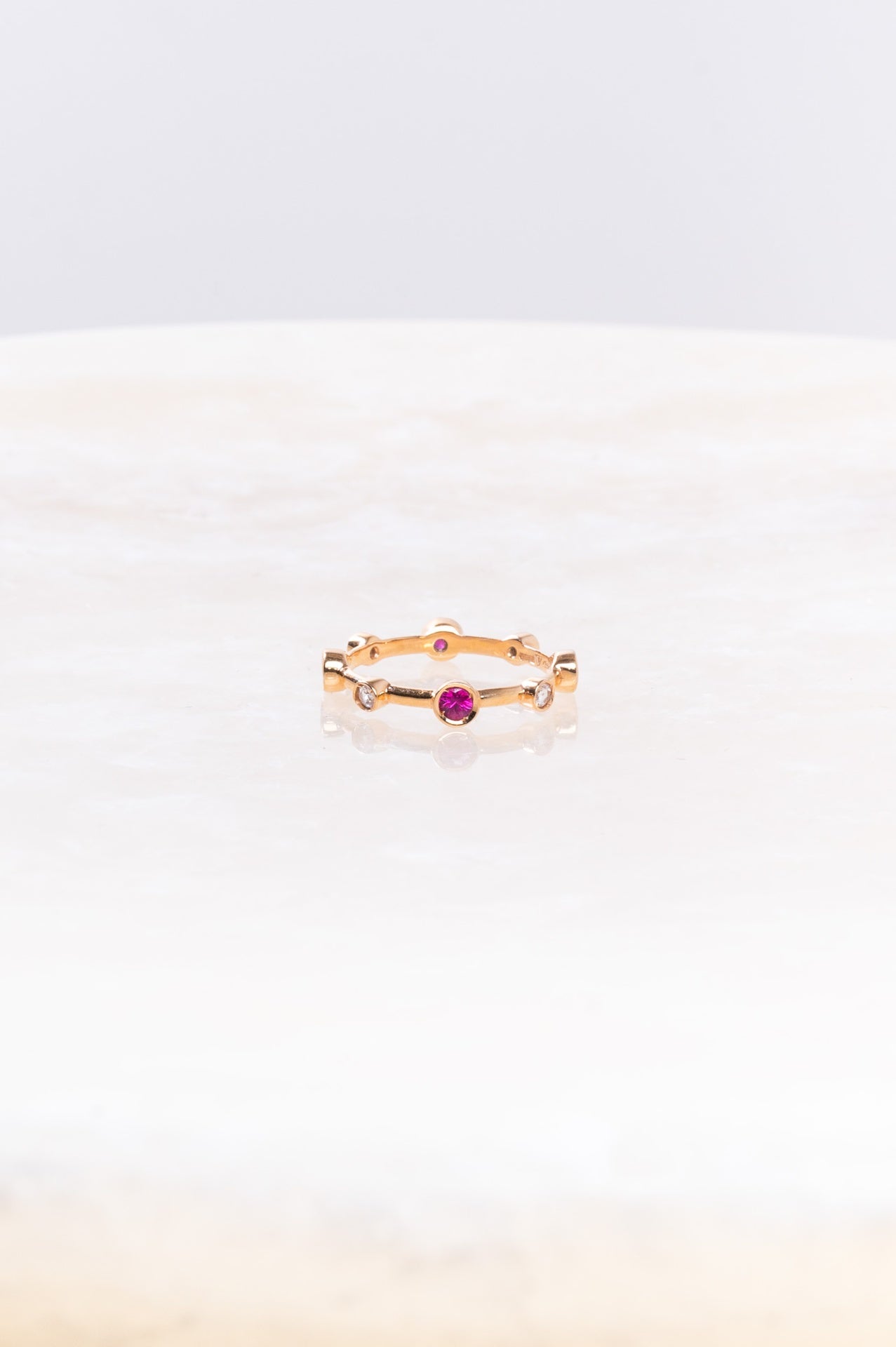 Rose Gold Ring w/ Diamonds and Rubies