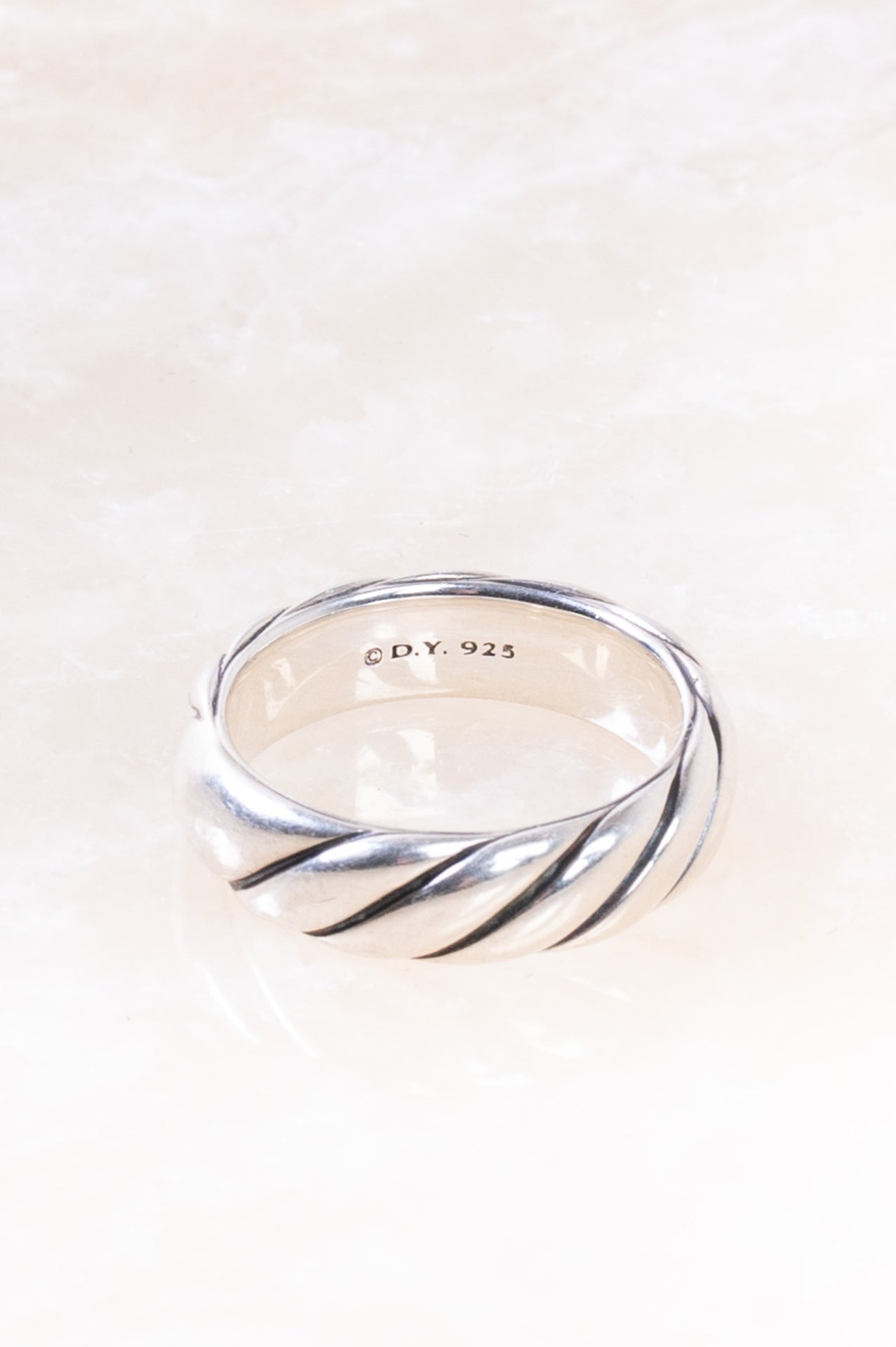 Sterling Silver Sculpted Cable Contour Band