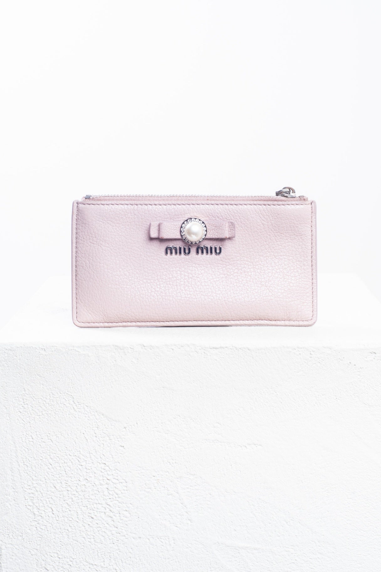 Pink Pearl Top Zip Card Case