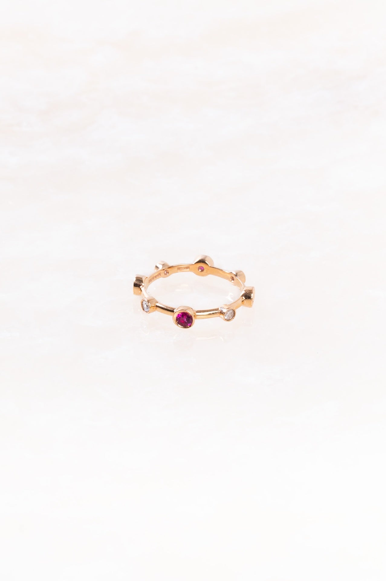 Rose Gold Ring w/ Diamonds and Rubies
