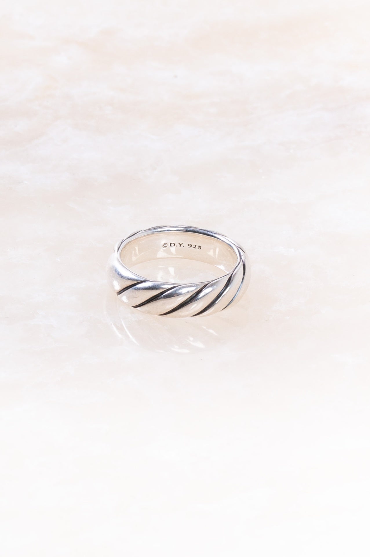 Sterling Silver Sculpted Cable Contour Band