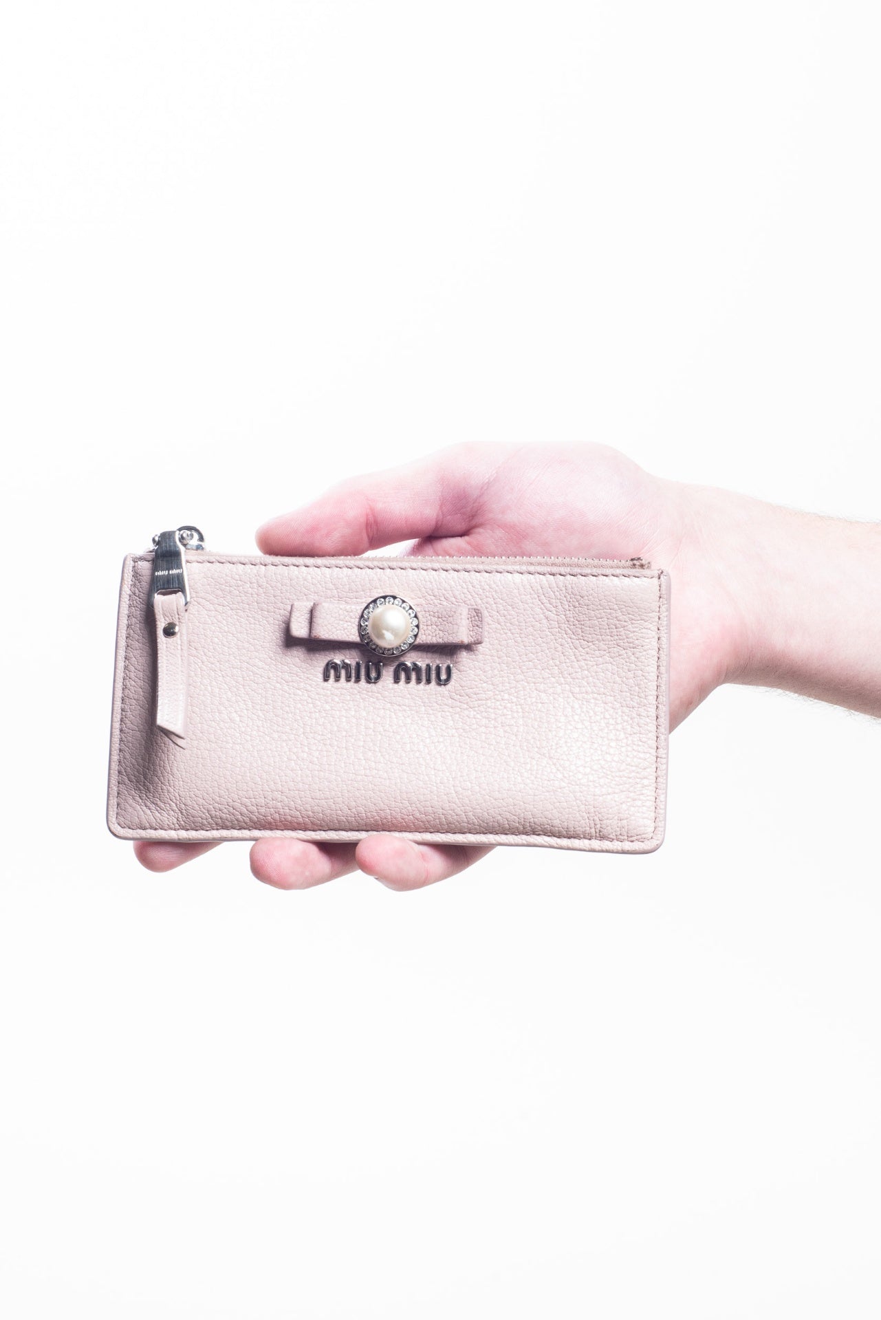 Pink Pearl Top Zip Card Case