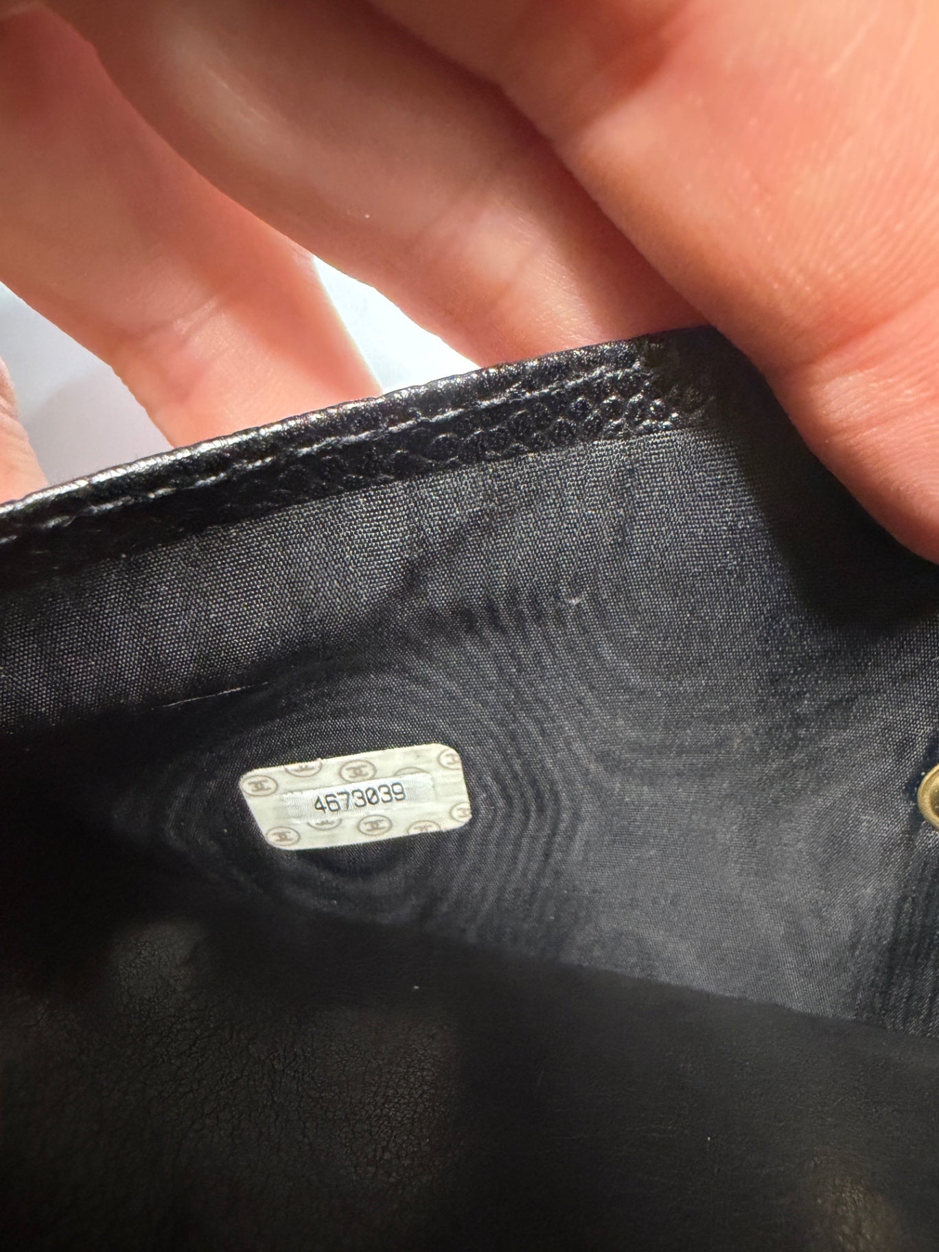 Black Caviar Leather Wallet On Chain