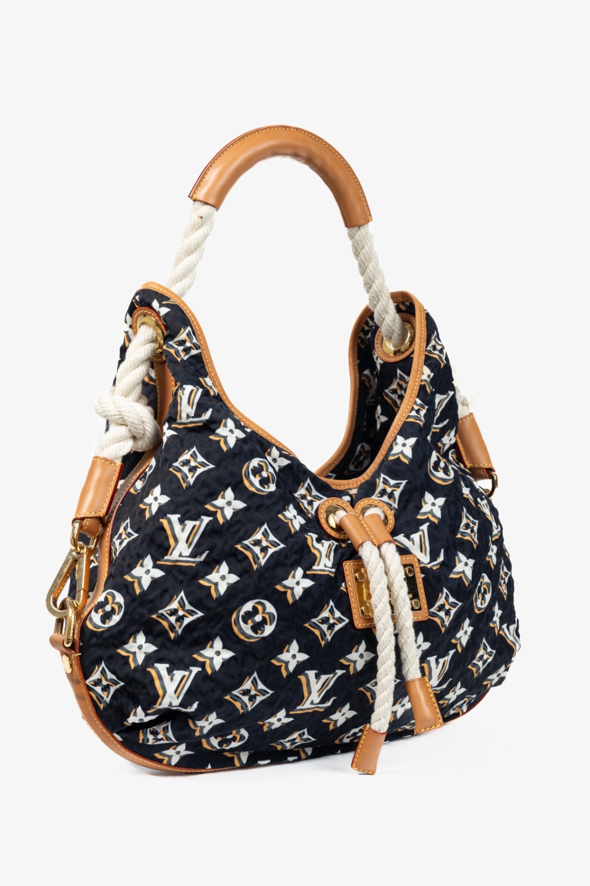 Cruise 2010 Bulles MM Navy Nylon Monogram Rope-Tassel Hobo Bag