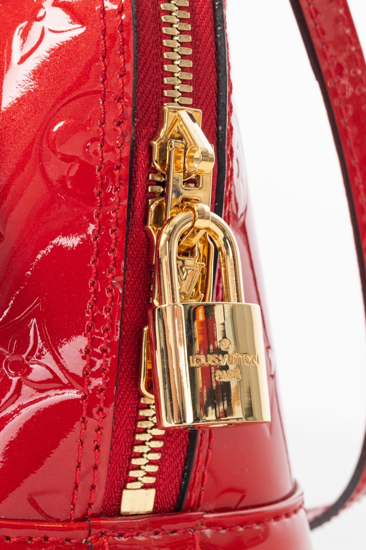 Alma BB Cerise Monogram Vernis Tote